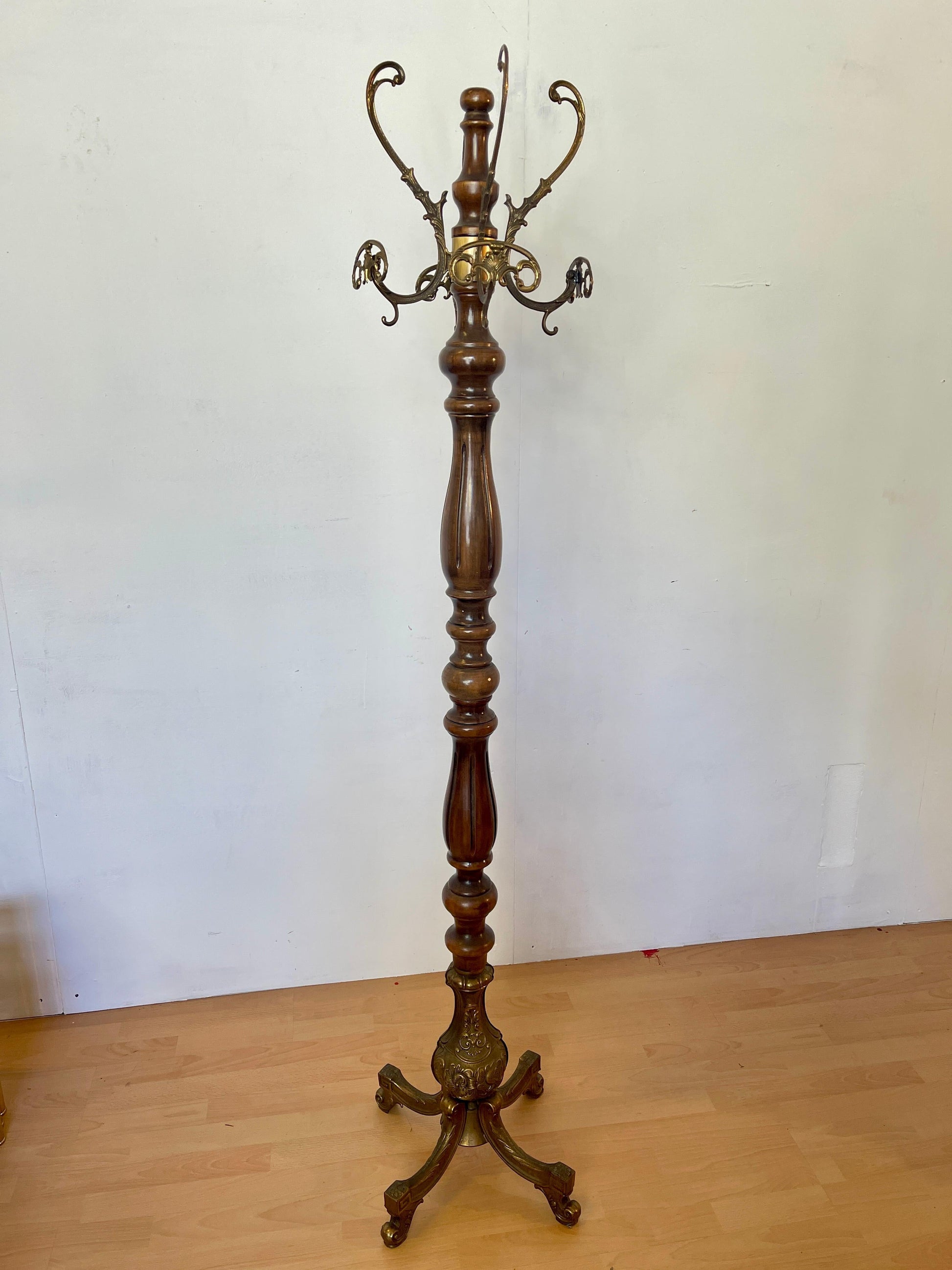 Appendiabiti classico in stile italiano in legno e bronzo degli anni '40