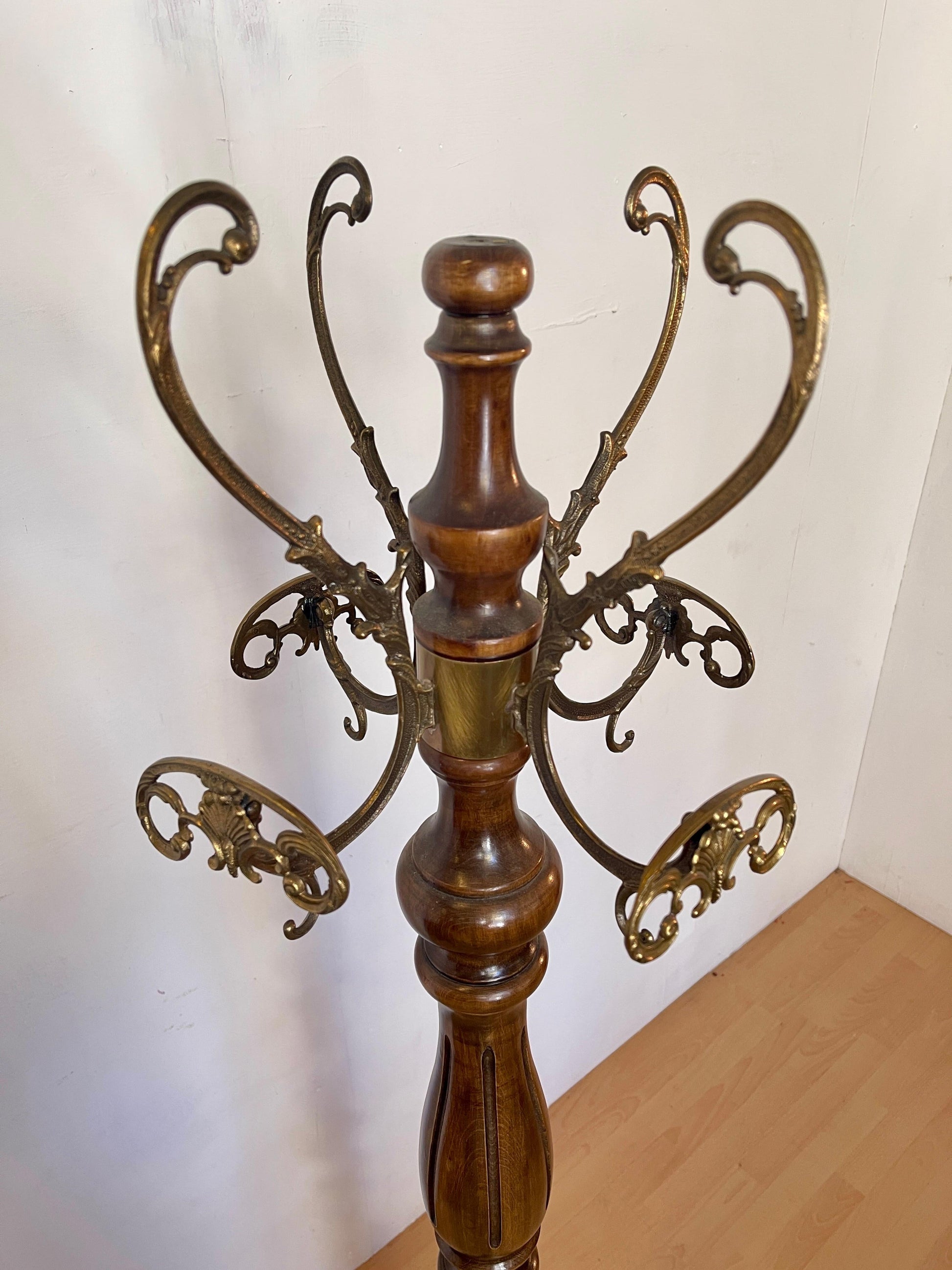 Appendiabiti classico in stile italiano in legno e bronzo degli anni '40