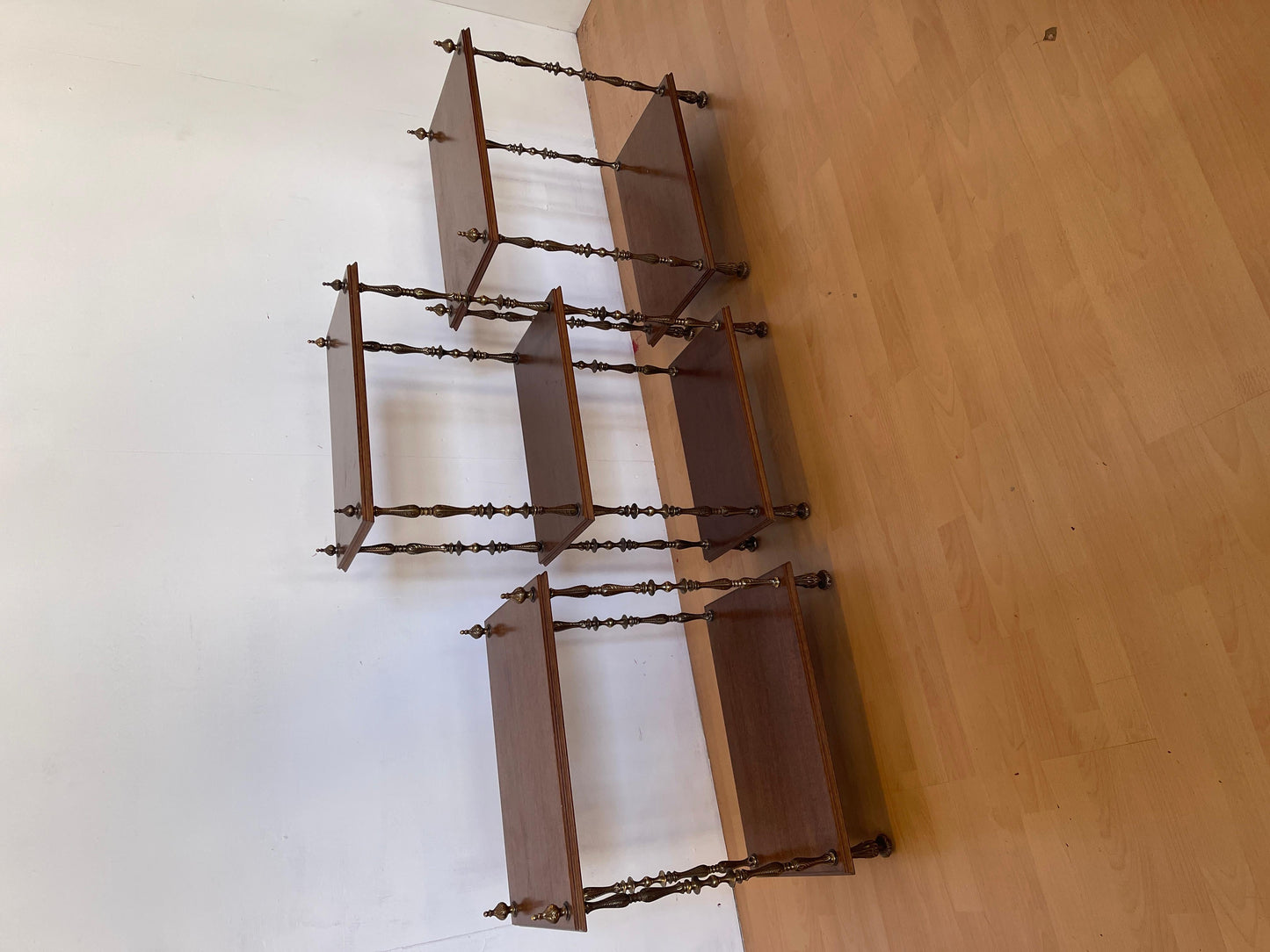 Set di librerie classiche italiane degli anni '50 in legno e bronzo