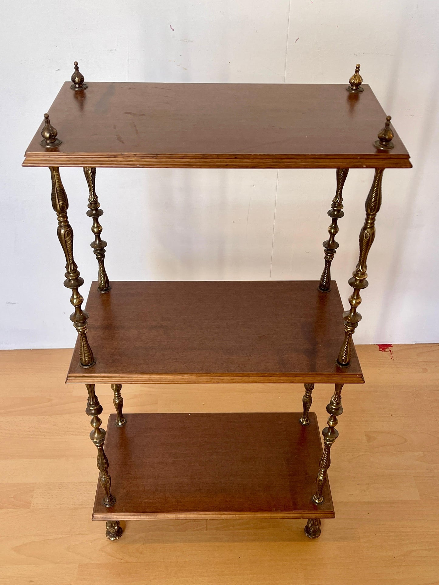 Set di librerie classiche italiane degli anni '50 in legno e bronzo