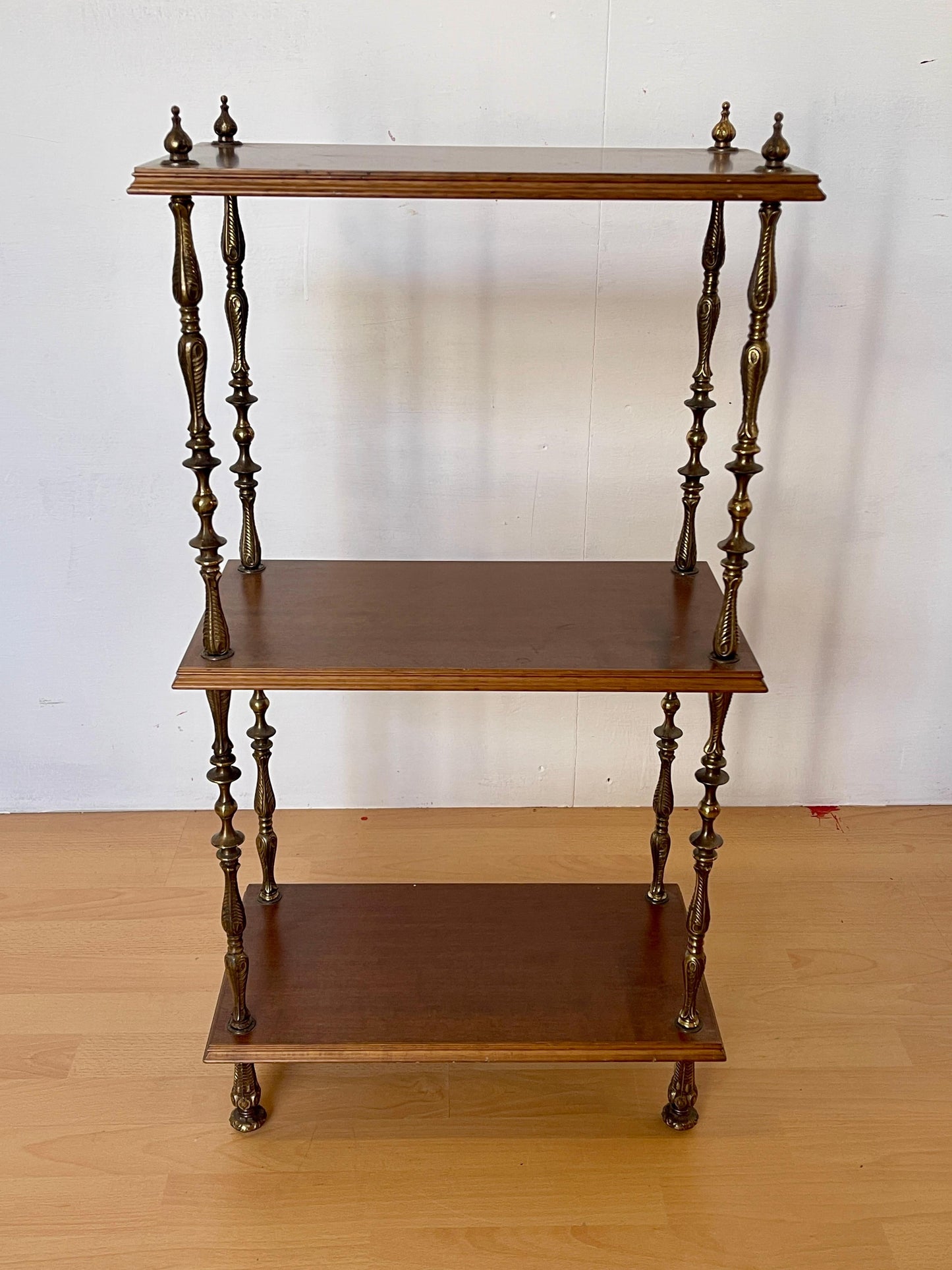 Set di librerie classiche italiane degli anni '50 in legno e bronzo