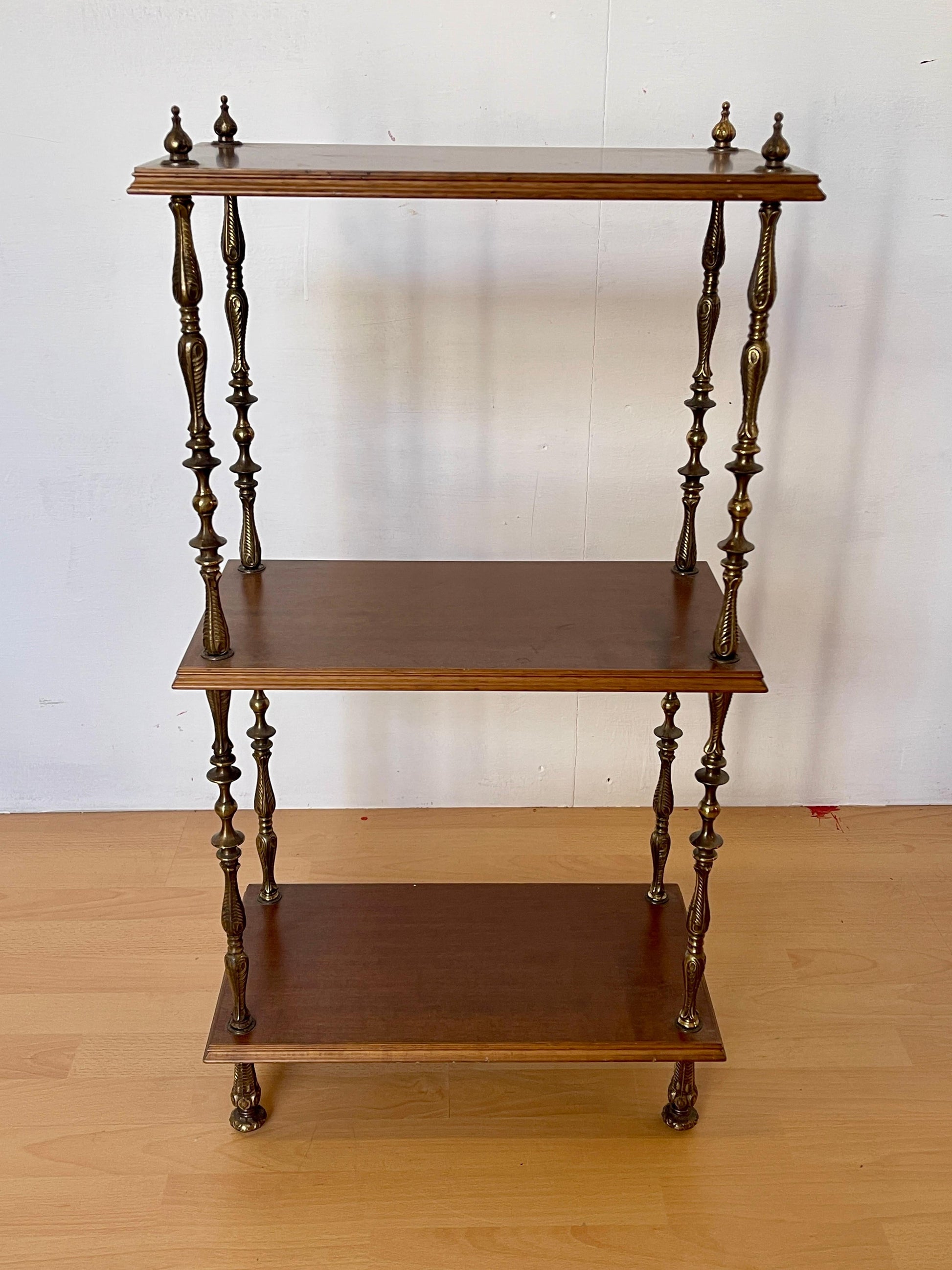 Set di librerie classiche italiane degli anni '50 in legno e bronzo