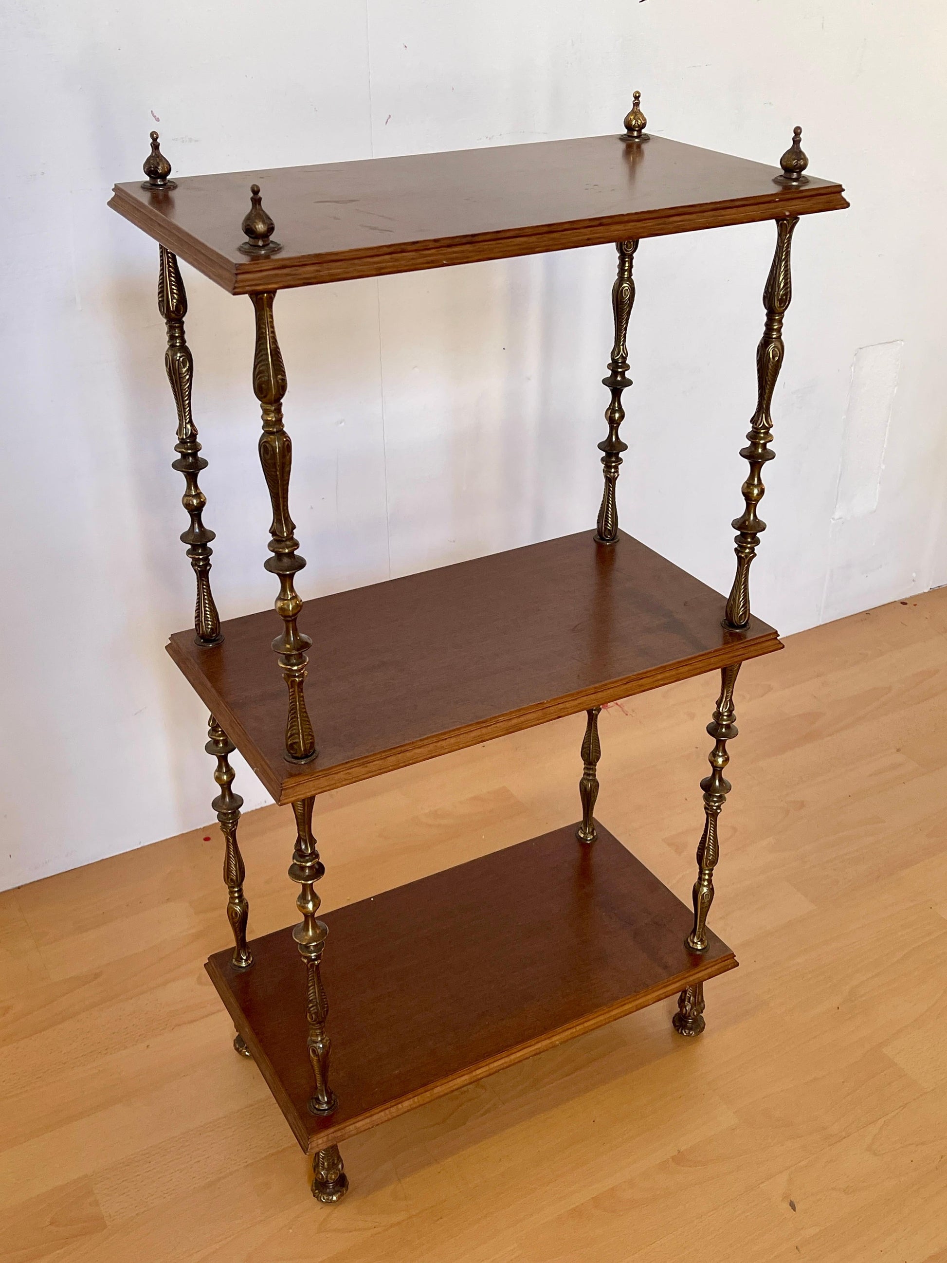 Set di librerie classiche italiane degli anni '50 in legno e bronzo