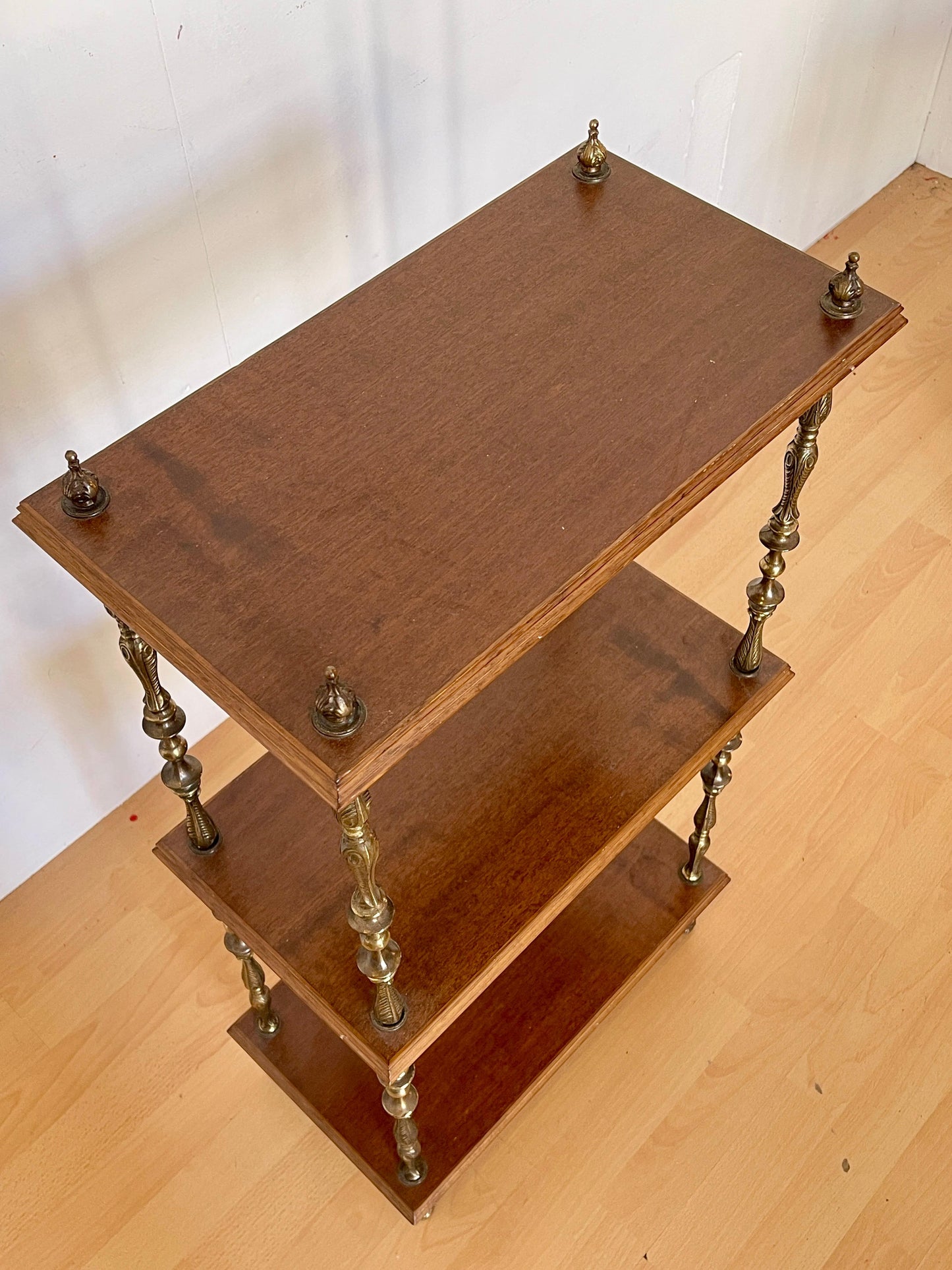 Set di librerie classiche italiane degli anni '50 in legno e bronzo