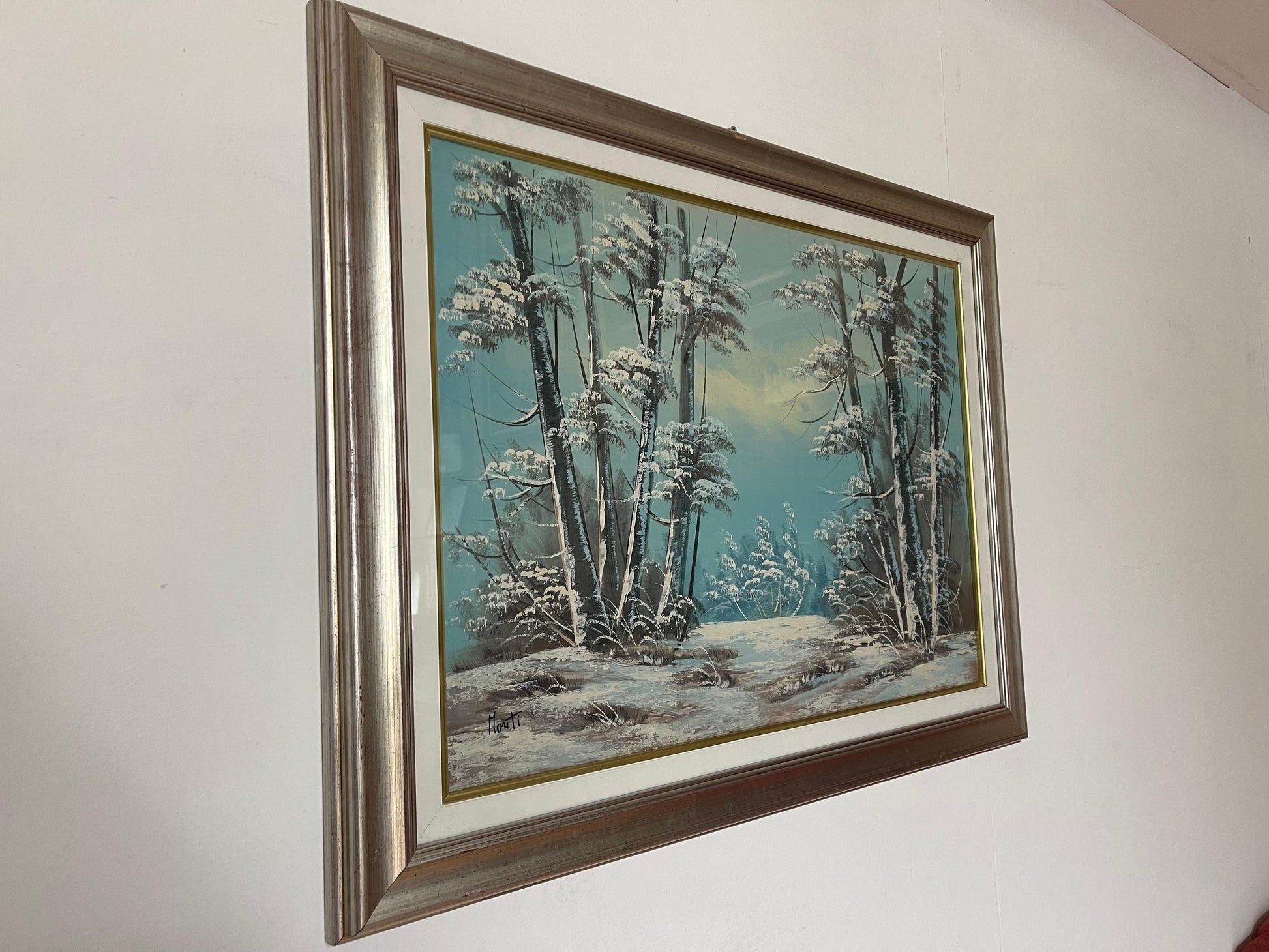 Bellisimo Quadro olio dipinto a mano invernale 1950