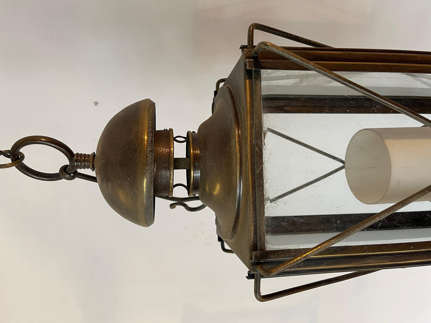 Lampadario classico italiano in bronzo e cristallo stile anni '40