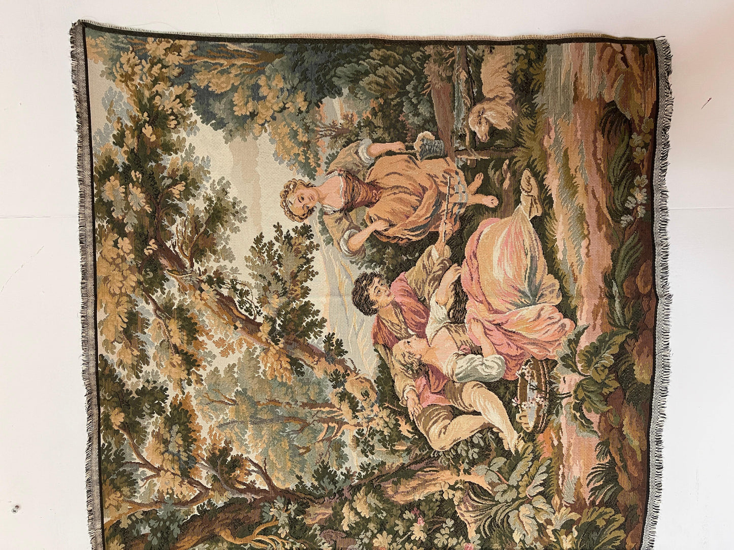 Arazzo rettangolare francese raffigurante coppie vintage degli anni '90.