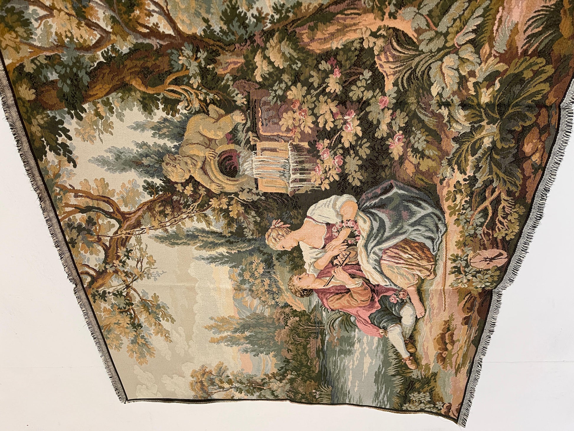 Arazzo rettangolare francese raffigurante coppie vintage degli anni '90.