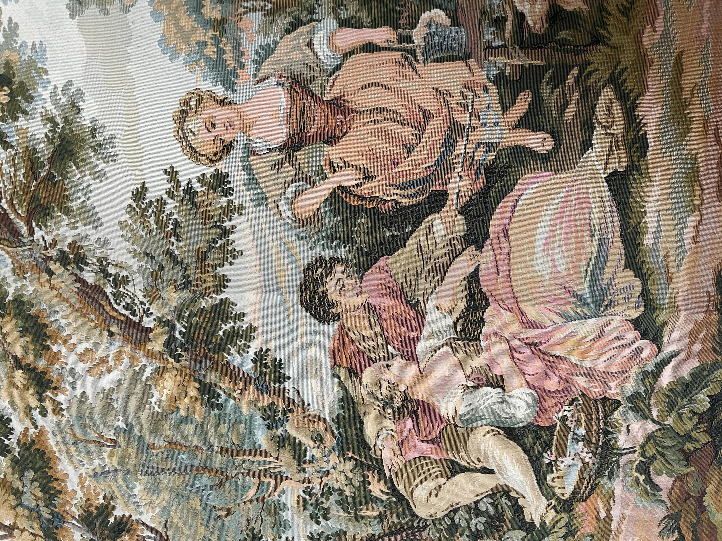 Arazzo rettangolare francese raffigurante coppie vintage degli anni '90.