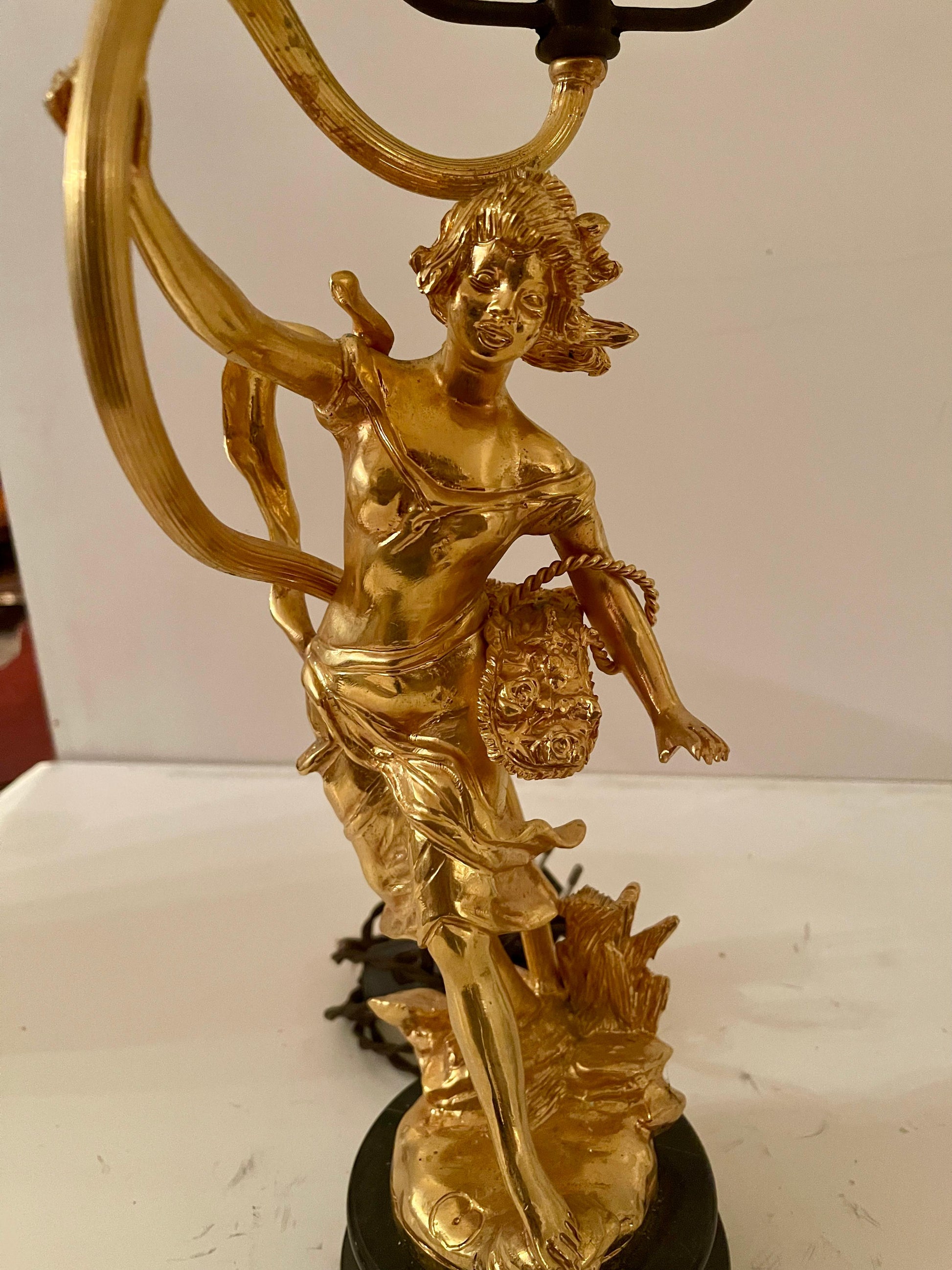 Coppia di lampade da camera in vetro e bronzo lusso stile italian vintage