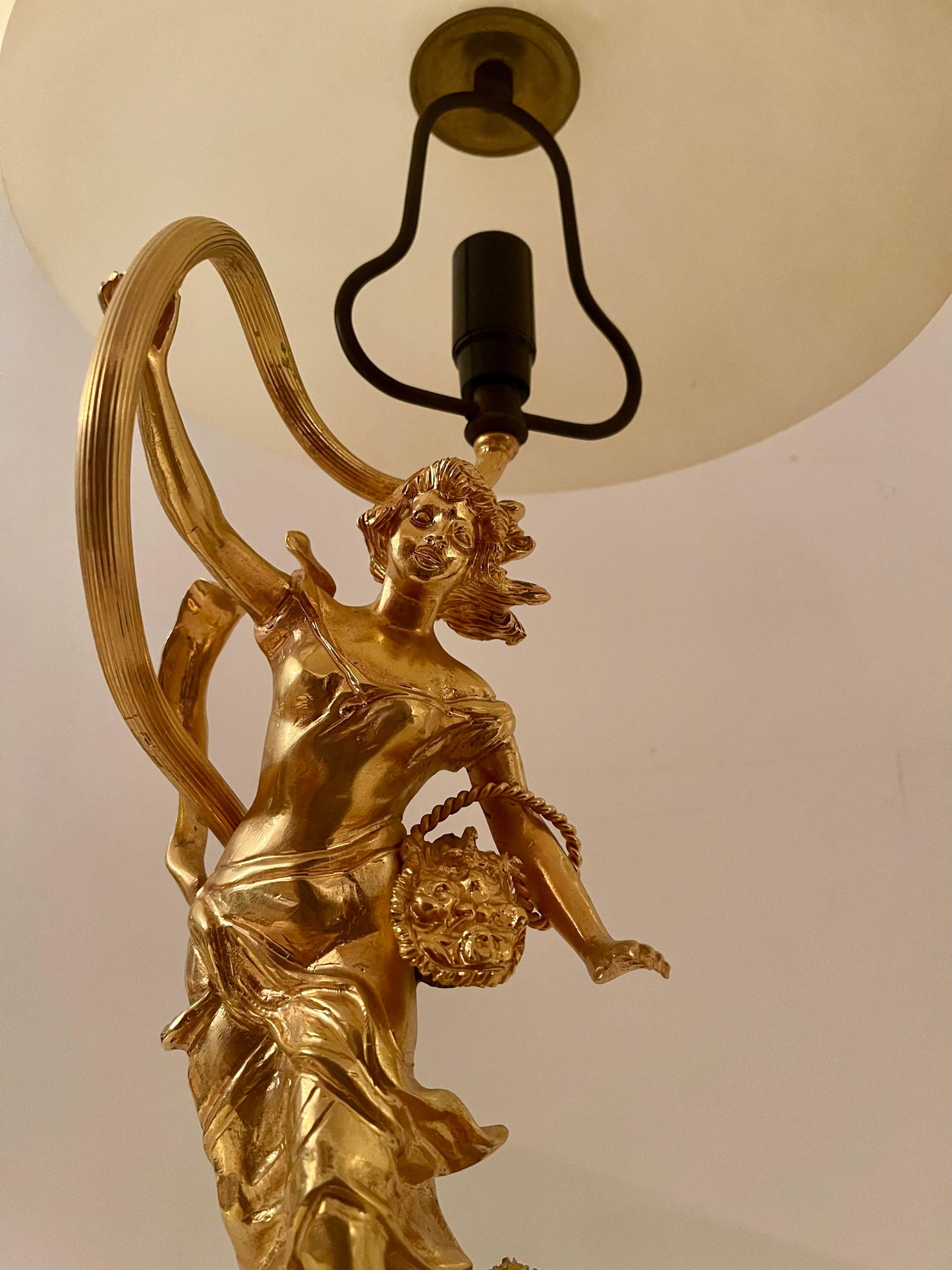 Coppia di lampade da camera in vetro e bronzo lusso stile italian vintage