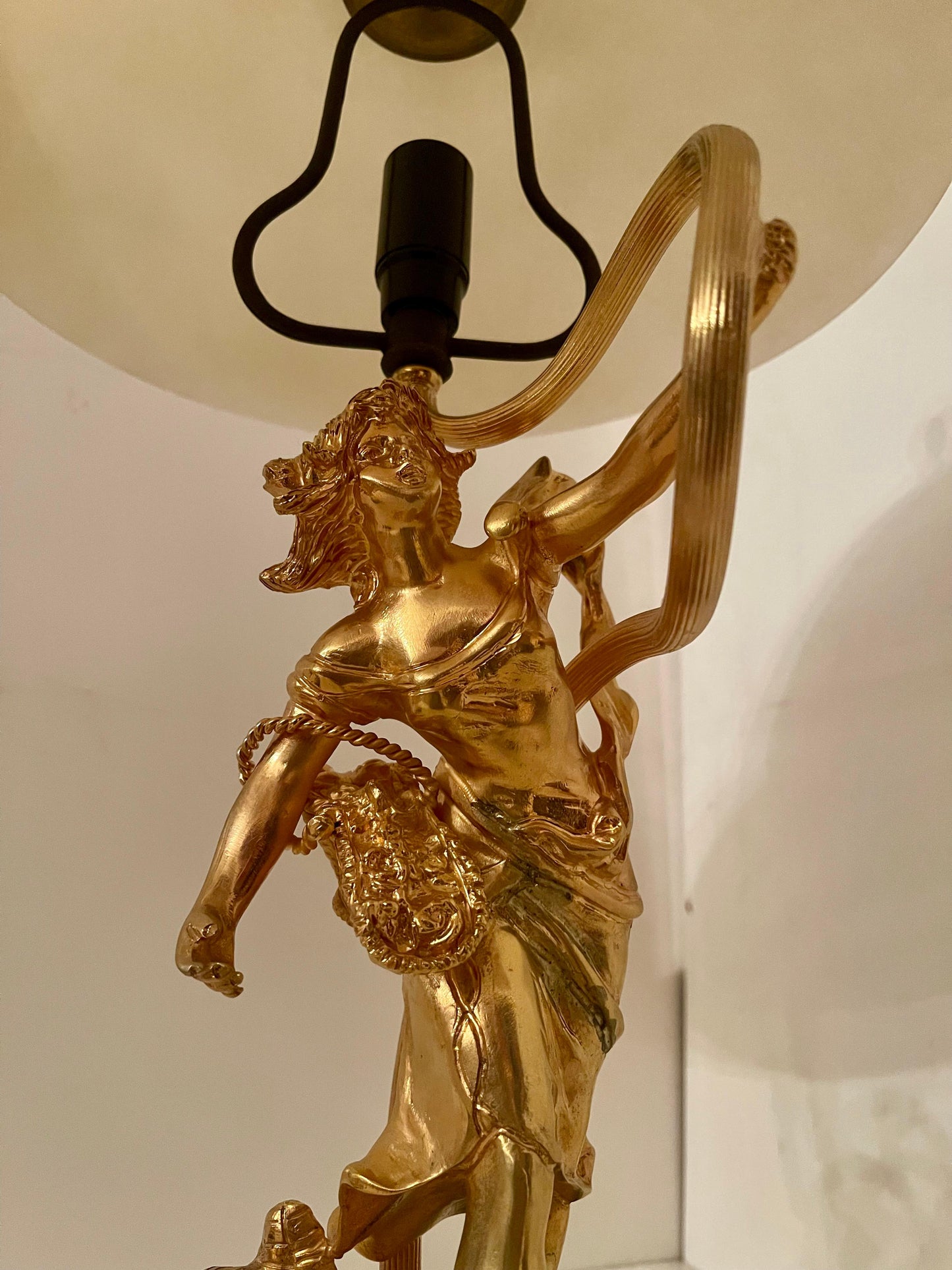 Coppia di lampade da camera in vetro e bronzo lusso stile italian vintage