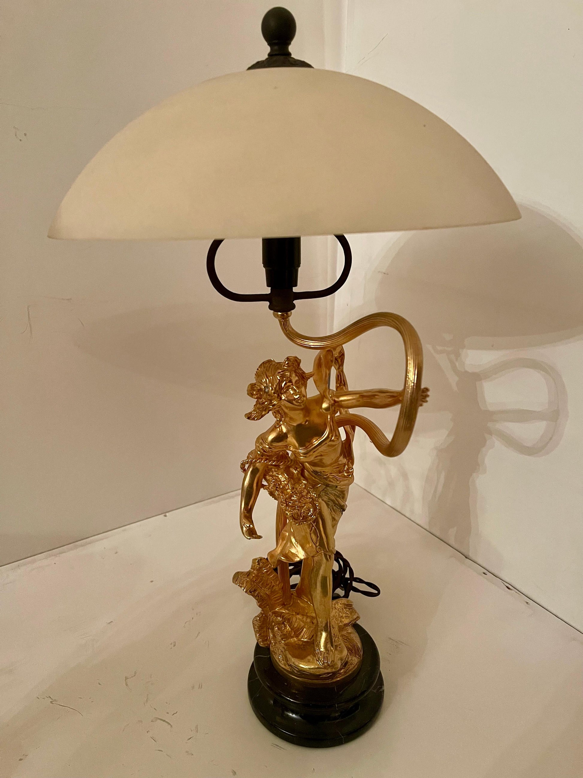 Coppia di lampade da camera in vetro e bronzo lusso stile italian vintage