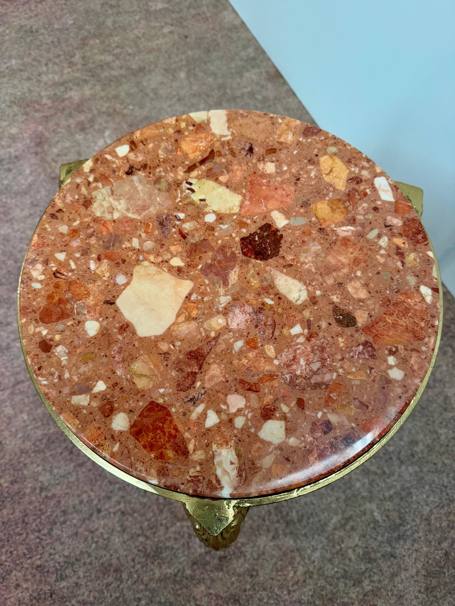 Classici tavolini italiani di lusso in bronzo e marmo, anni '70