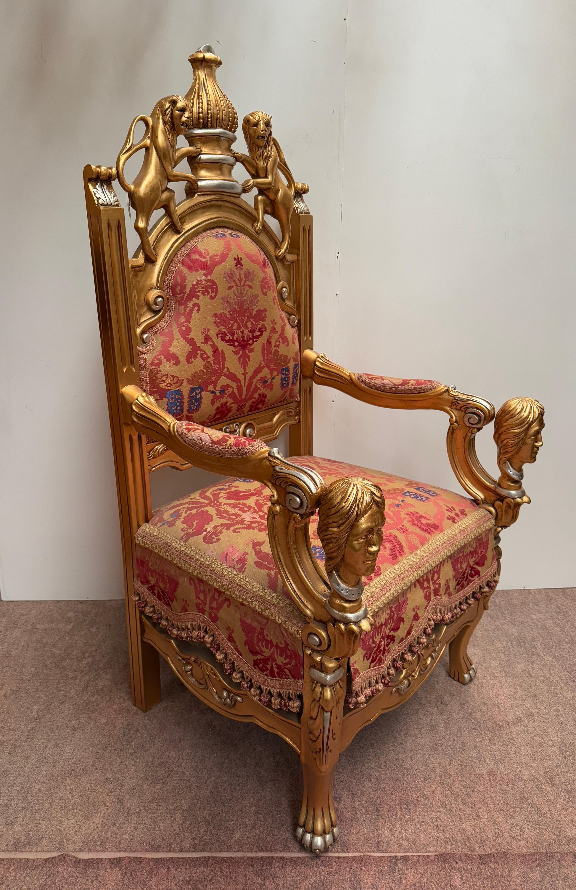 Trono reale barocco italiano dorato – Poltrona del re 1970