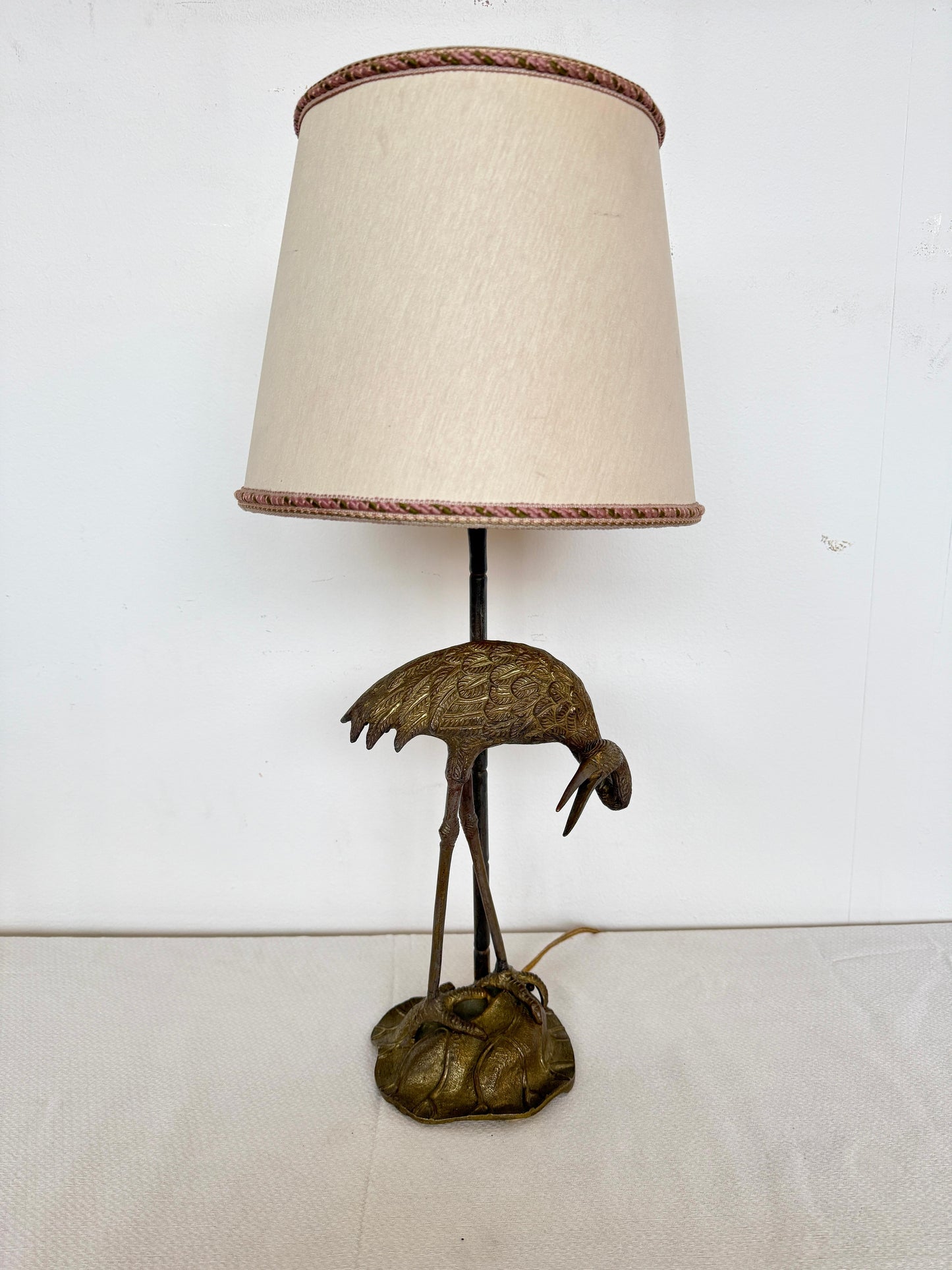 Lampada da tavolo stile Art Deco con base a forma di Airone, XX secolo