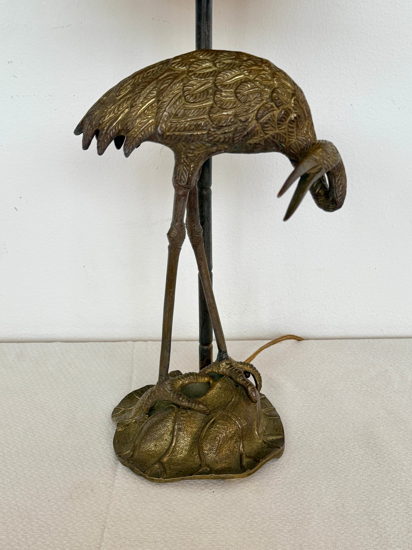 Lampada da tavolo stile Art Deco con base a forma di Airone, XX secolo