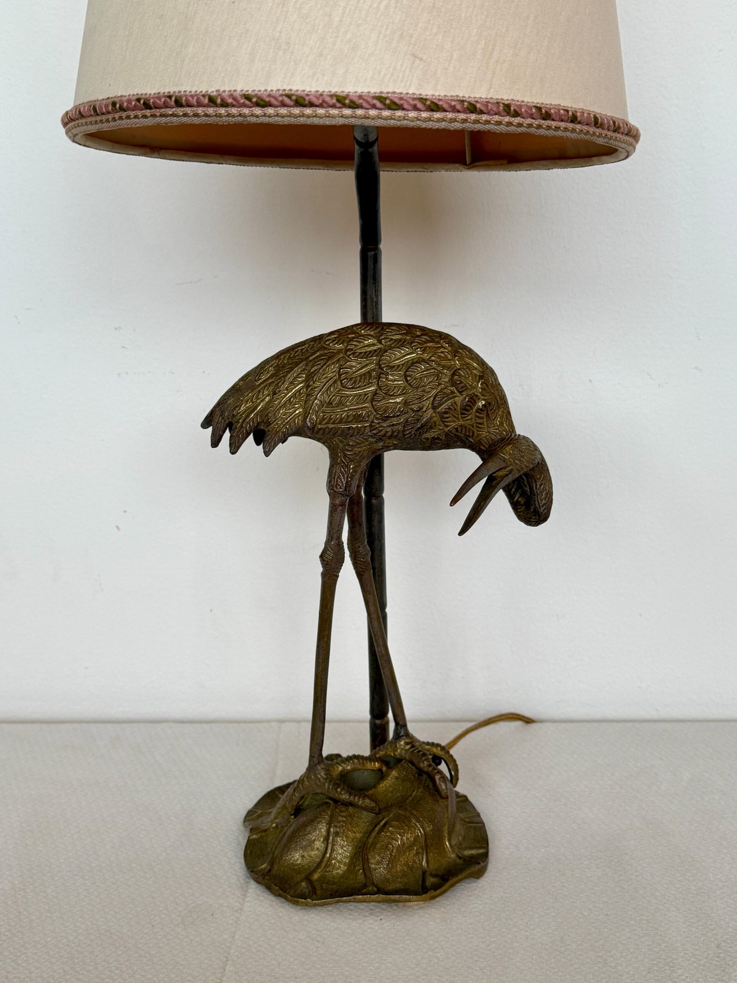 Lampada da tavolo stile Art Deco con base a forma di Airone, XX secolo