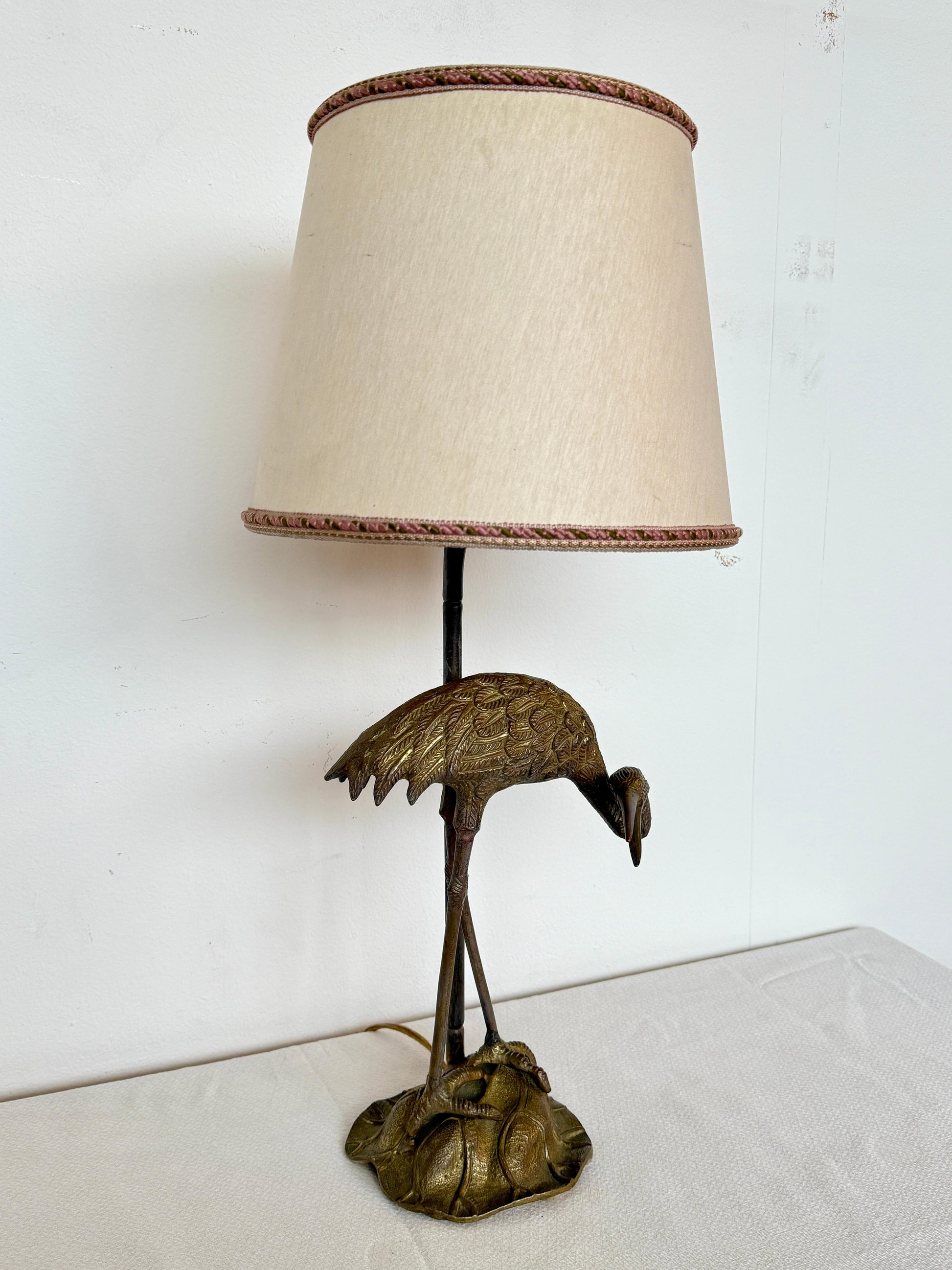 Lampada da tavolo stile Art Deco con base a forma di Airone, XX secolo