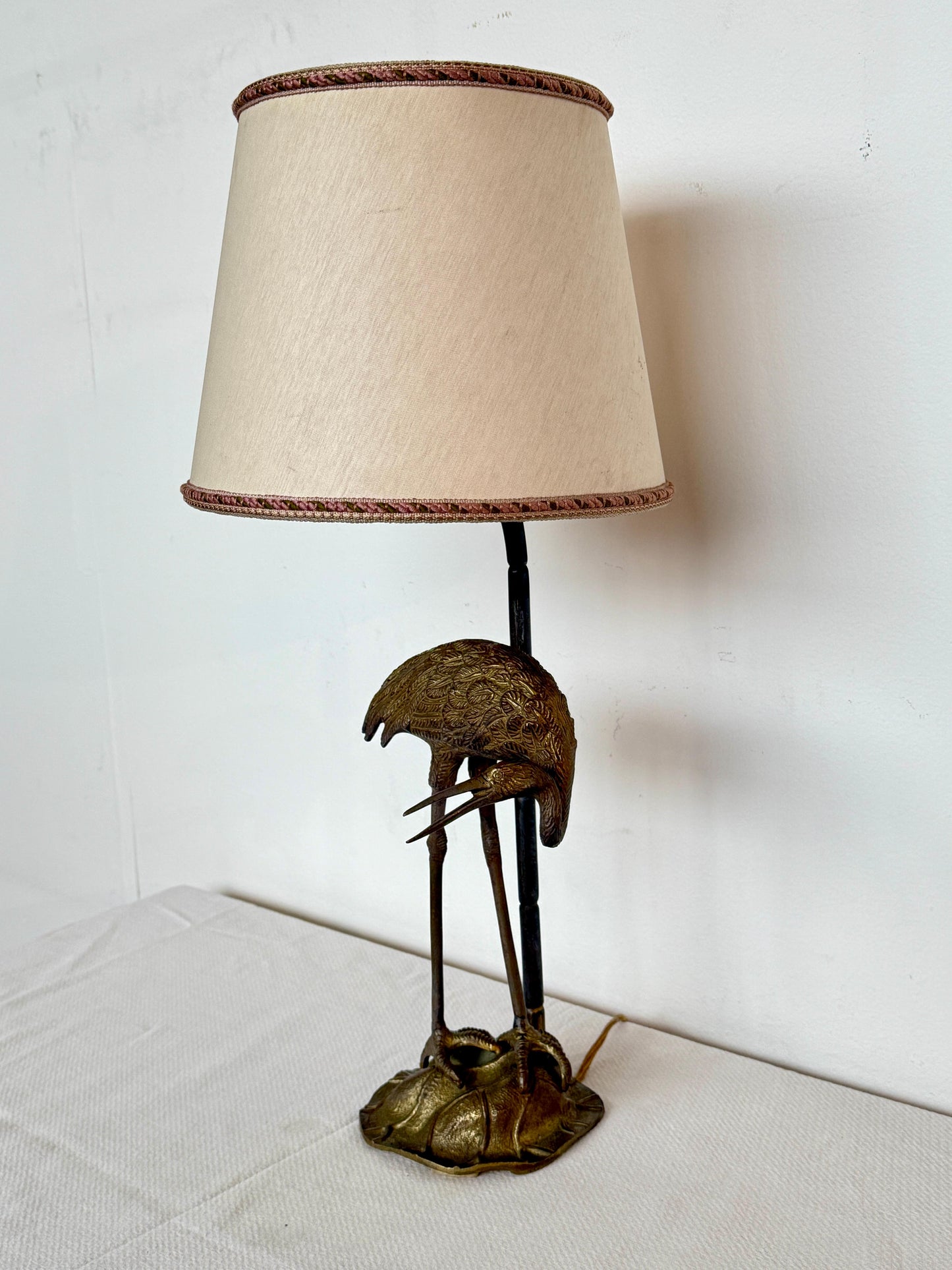 Lampada da tavolo stile Art Deco con base a forma di Airone, XX secolo