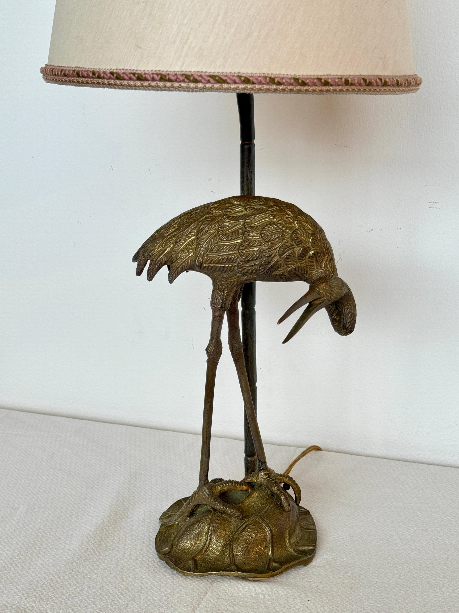 Lampada da tavolo stile Art Deco con base a forma di Airone, XX secolo