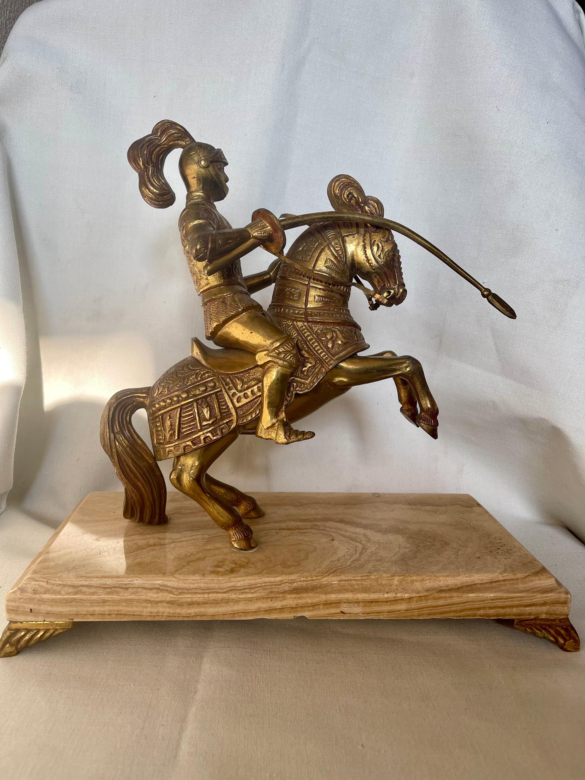 Rinascimentale Coppia di soldati gotici a cavallo Metallo Rinascimento XX Secolo