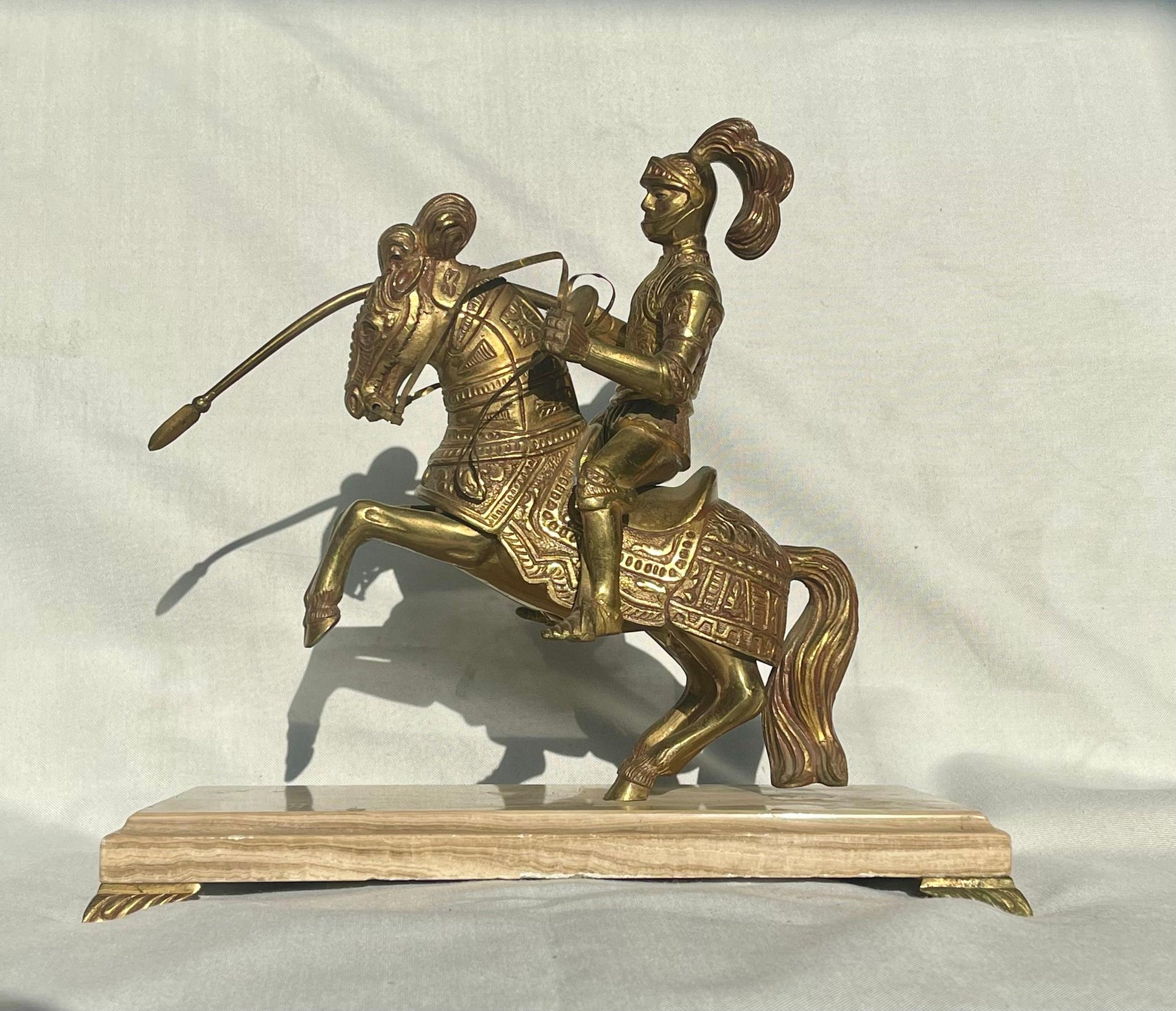 Rinascimentale Coppia di soldati gotici a cavallo Metallo Rinascimento XX Secolo