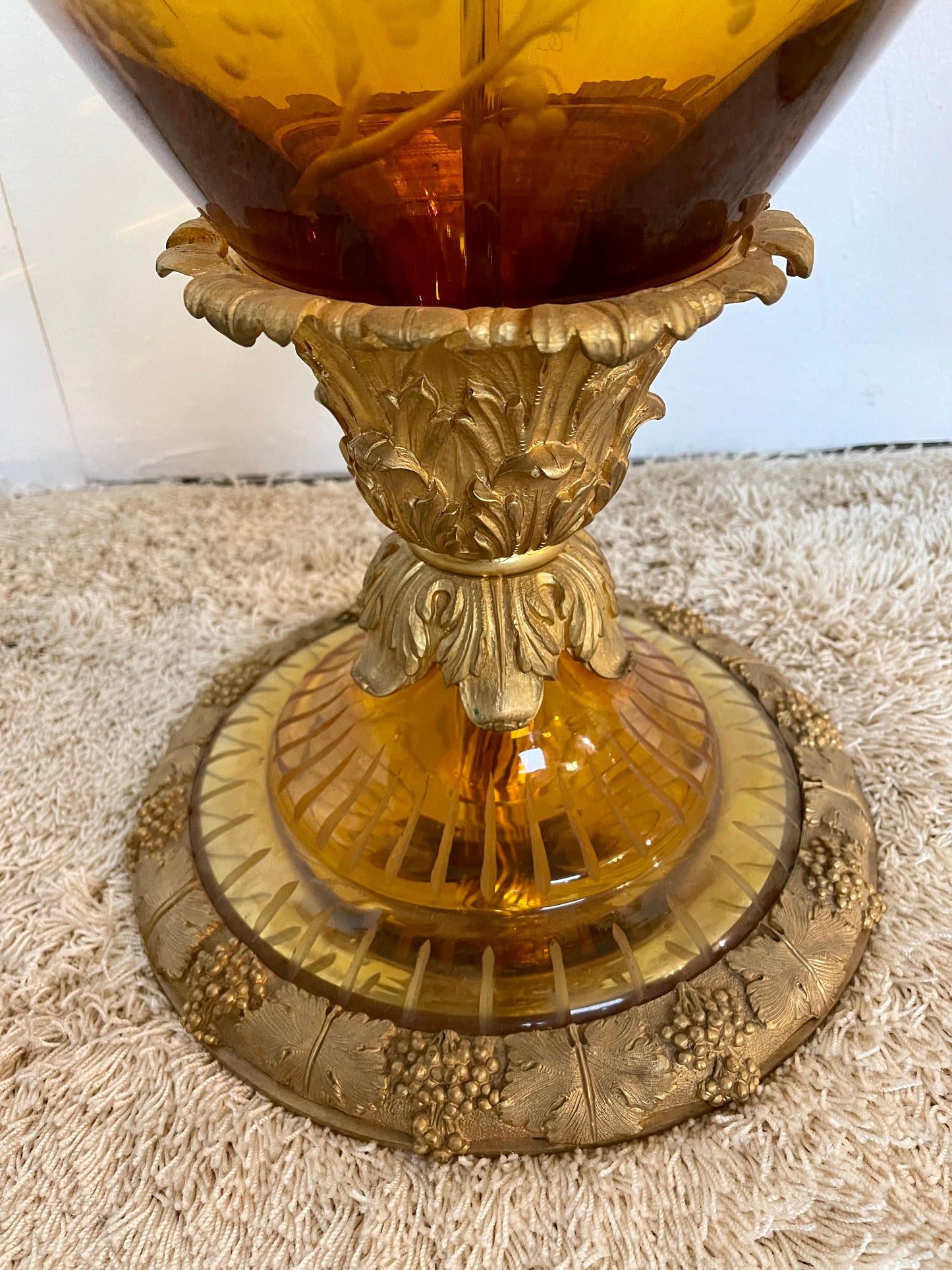 Importante coppia di anfore in bronzo e cristallo di lusso in oro 24klt di DR