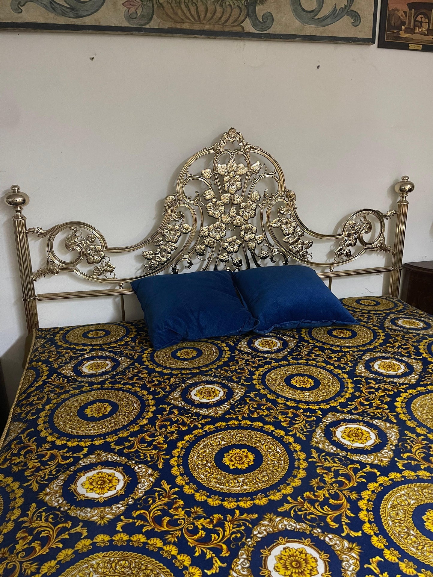 Letto italiano in ottone dorato stile veneziano anni '50