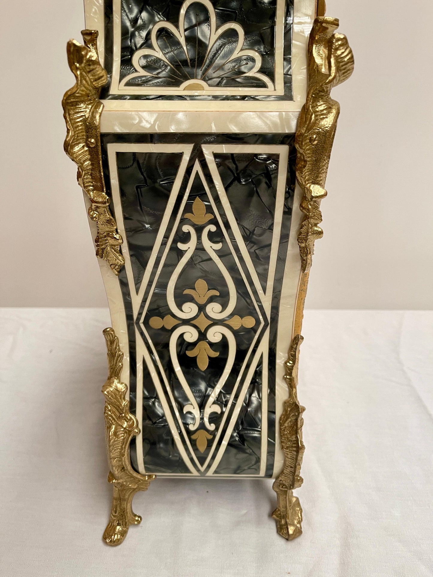 Orologio italiano in bronzo e legno a batteria stilo francese anni '90