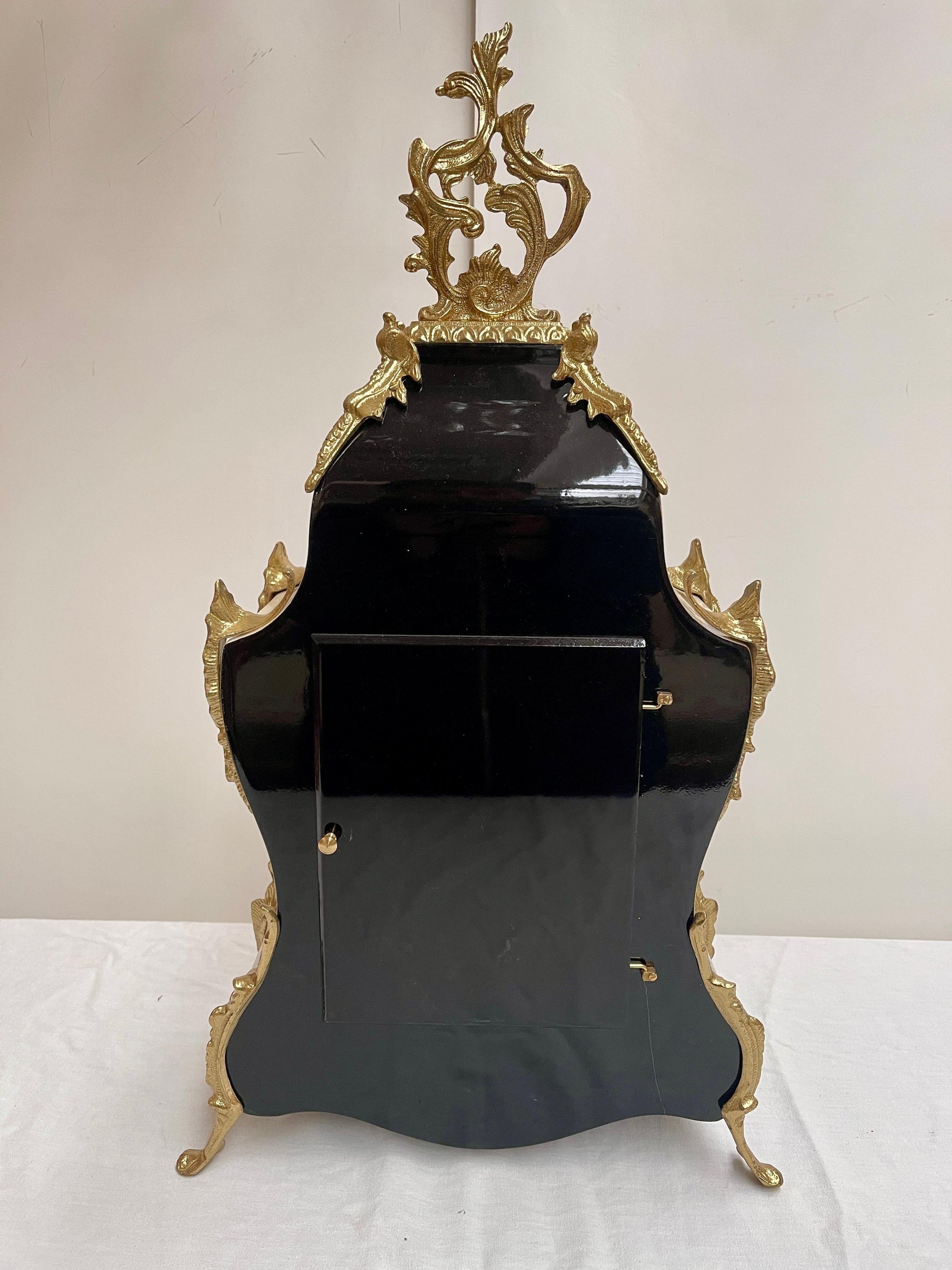 Orologio italiano in bronzo e legno a batteria stilo francese anni '90