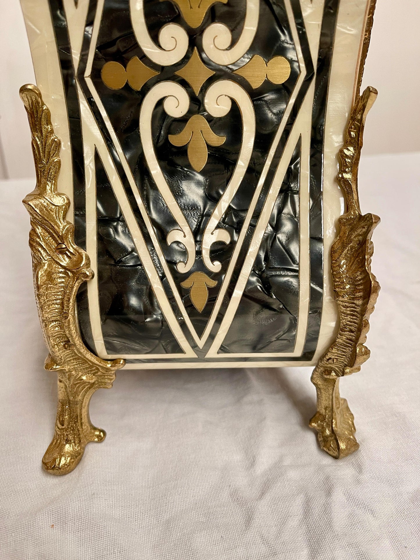 Orologio italiano in bronzo e legno a batteria stilo francese anni '90