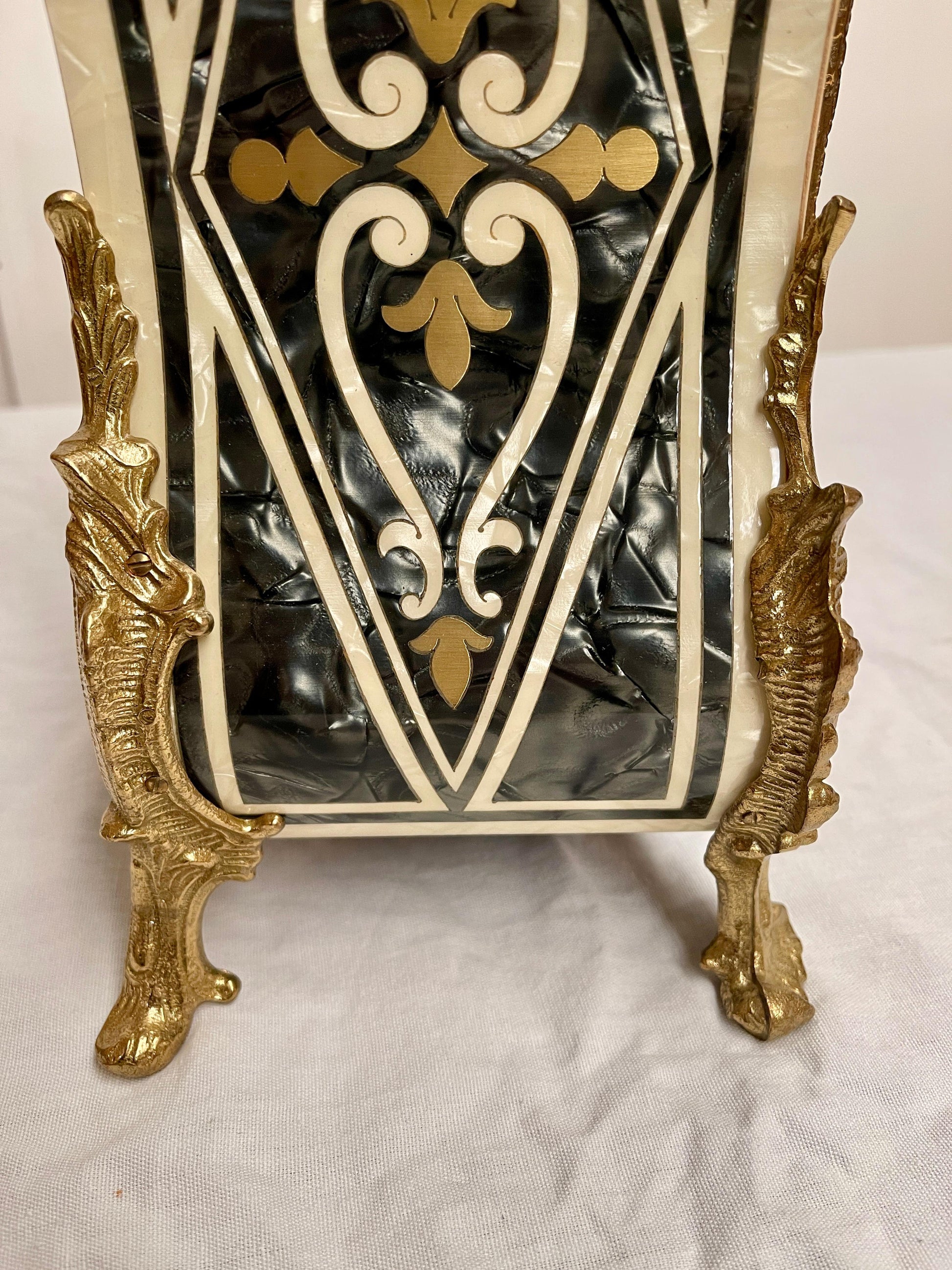 Orologio italiano in bronzo e legno a batteria stilo francese anni '90