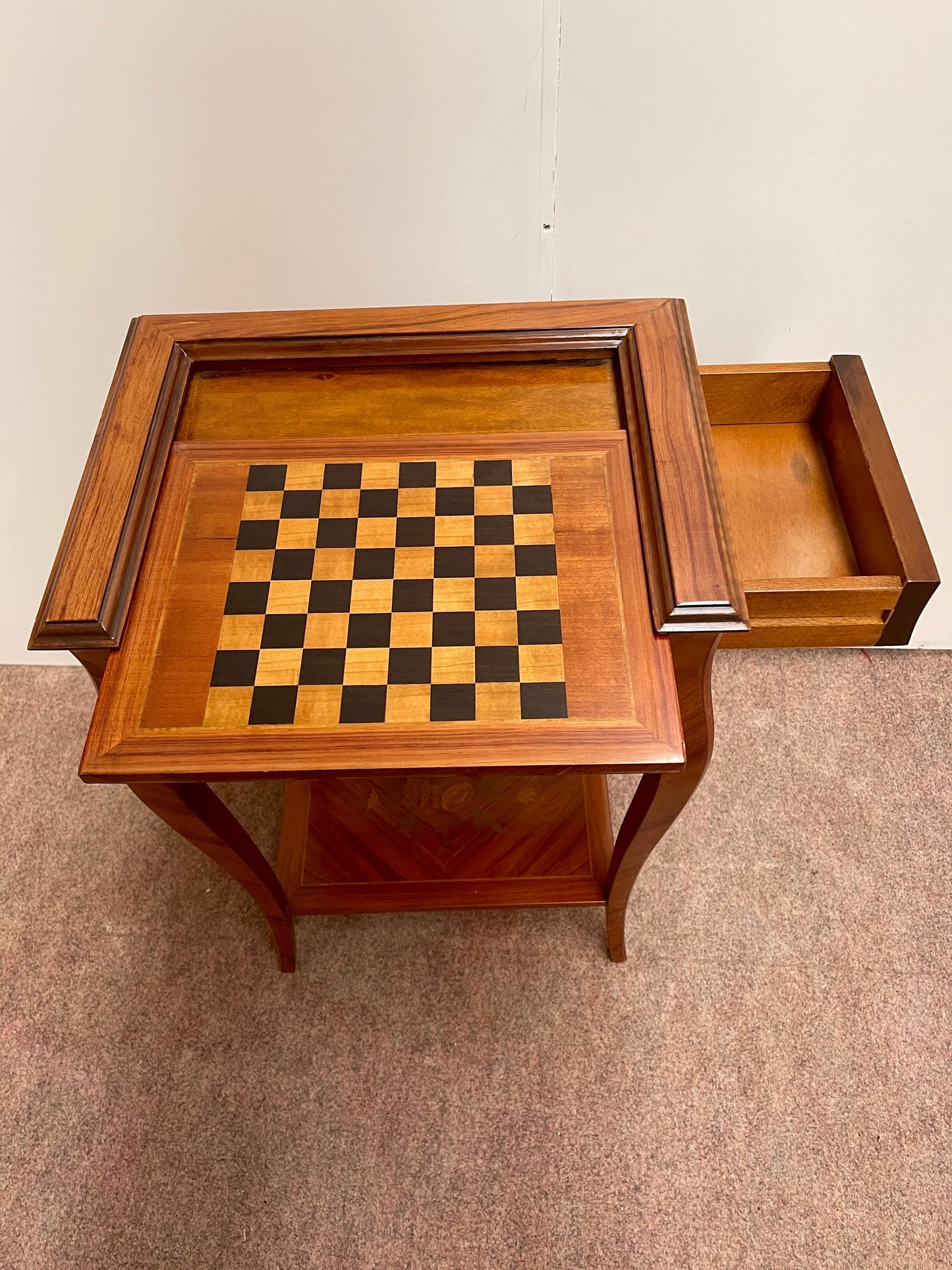 Tavolino da gioco per scacchi in legno Gueridon stile napoleon iii