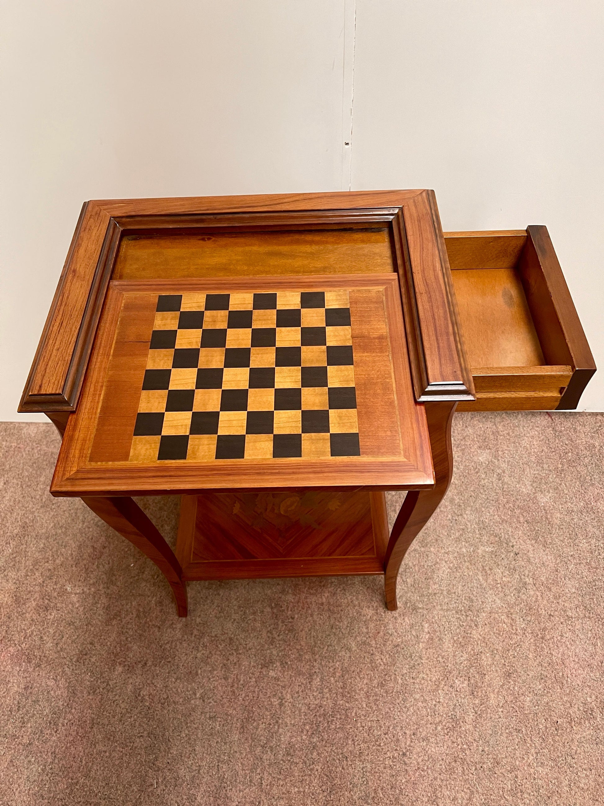 Tavolino da gioco per scacchi in legno Gueridon stile napoleon iii