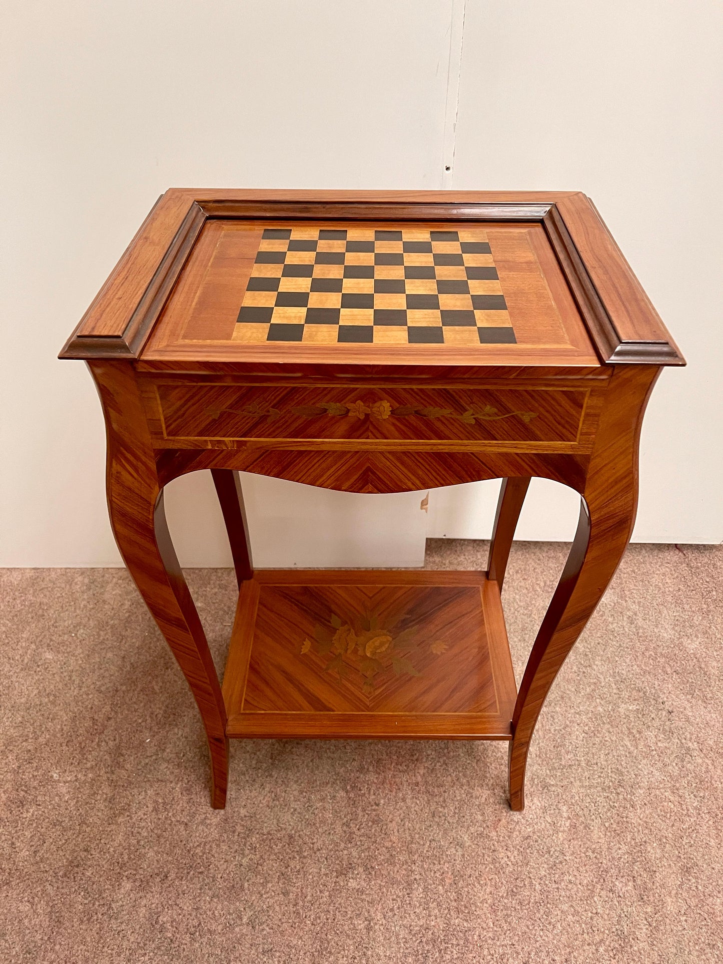 Tavolino da gioco per scacchi in legno Gueridon stile napoleon iii