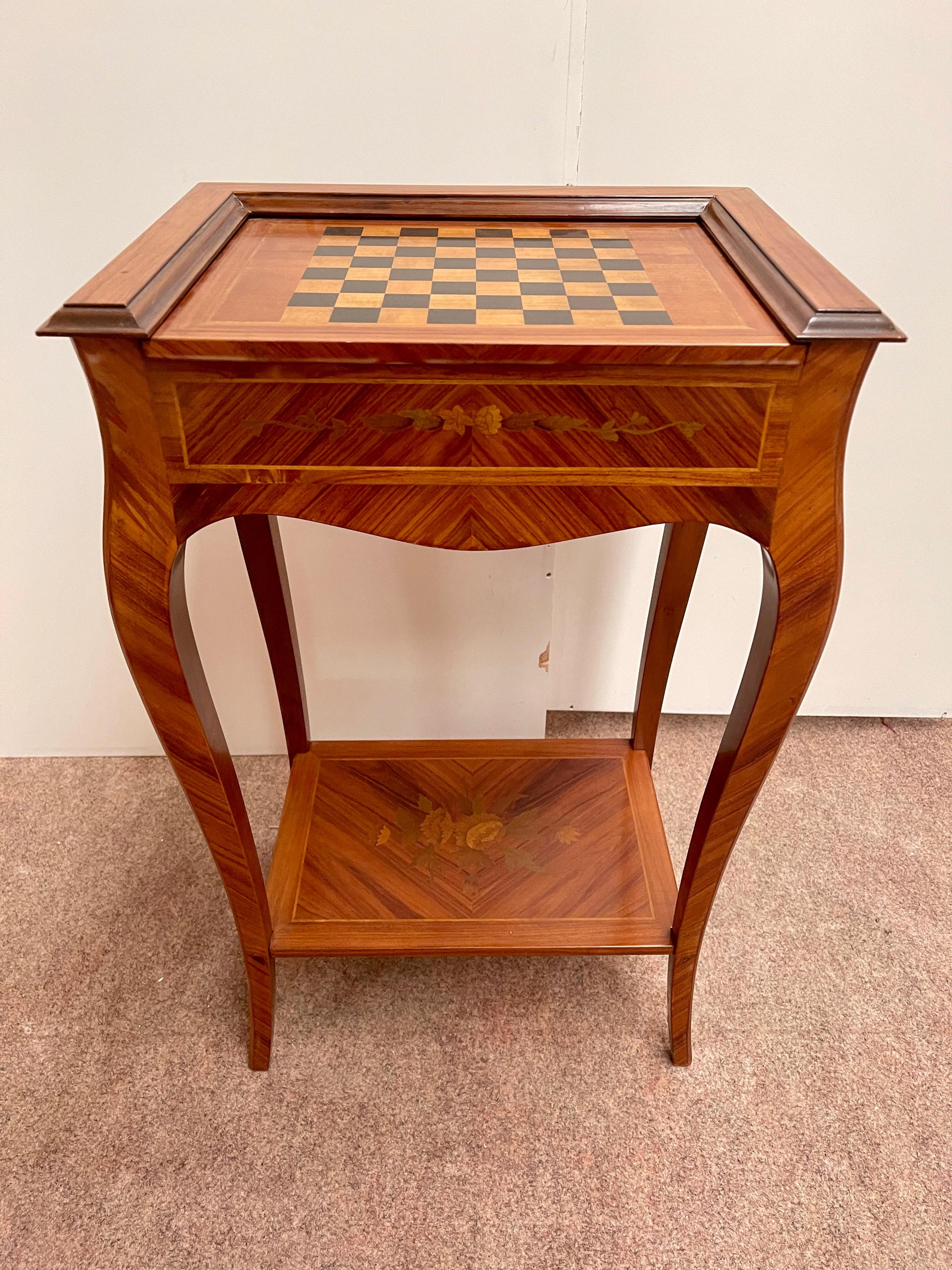 Tavolino da gioco per scacchi in legno Gueridon stile napoleon iii
