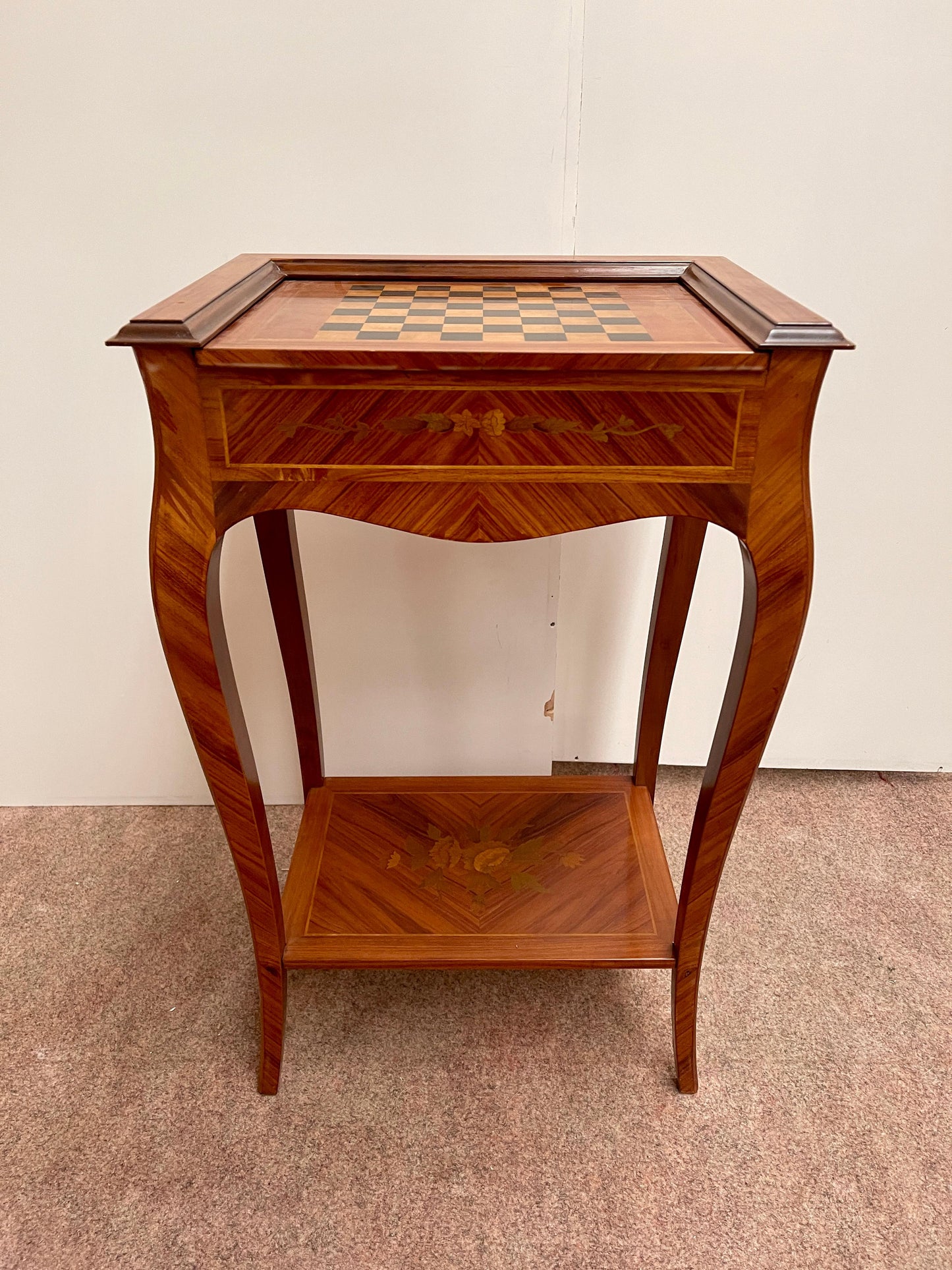 Tavolino da gioco per scacchi in legno Gueridon stile napoleon iii