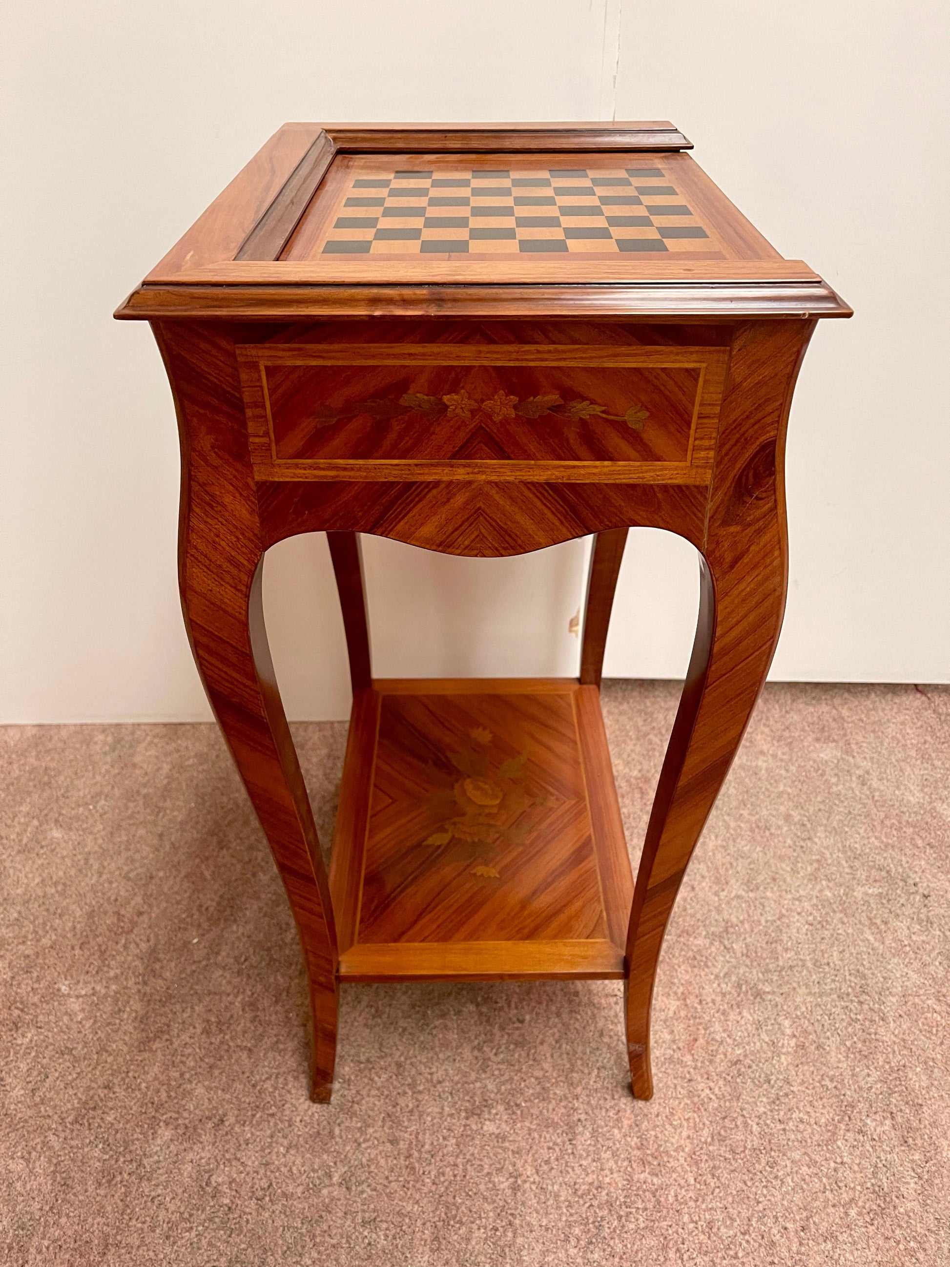 Tavolino da gioco per scacchi in legno Gueridon stile napoleon iii