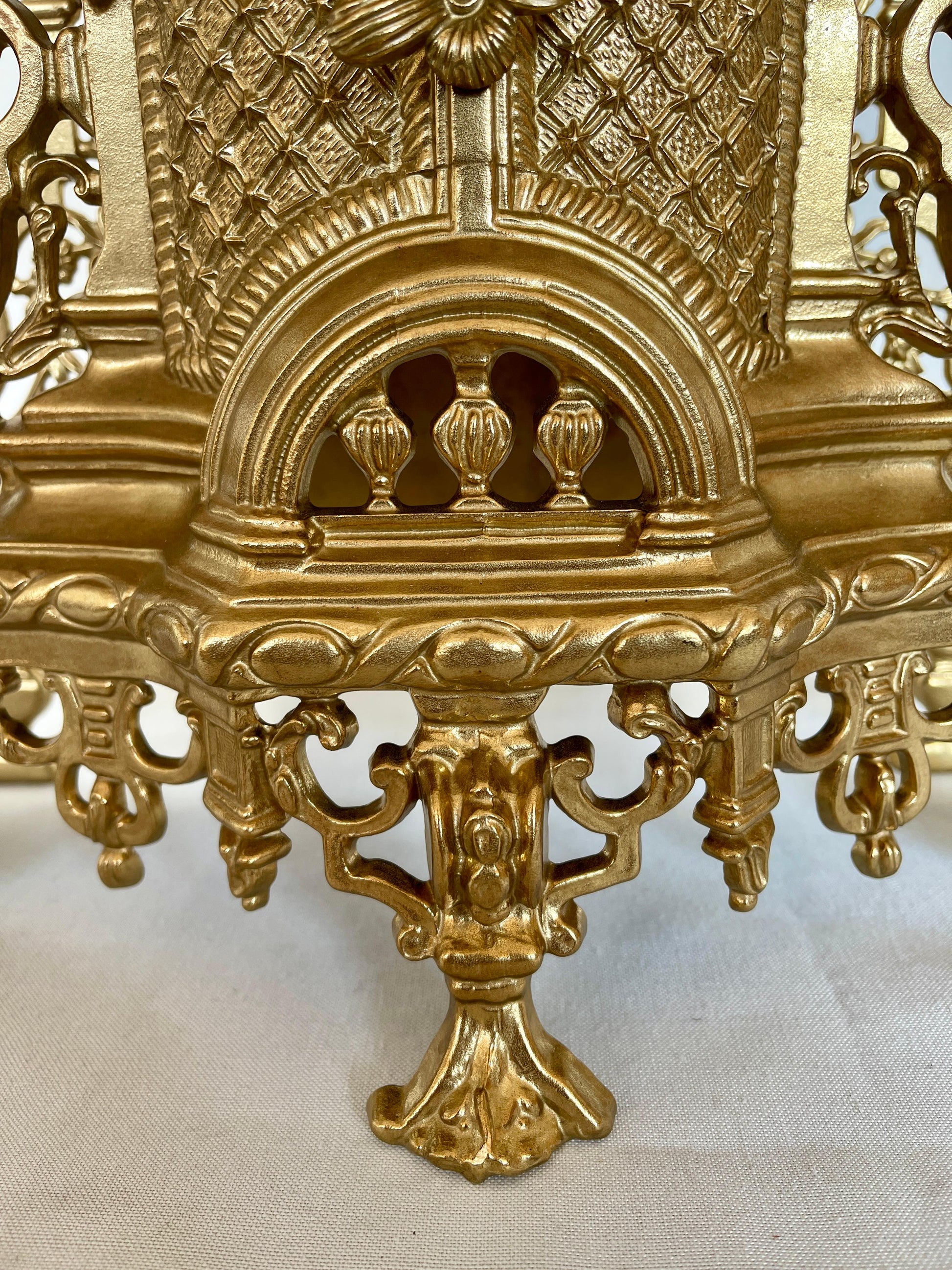 Set de Orologio da tavolo barocco meccanico di lusso in bronzo anni '70 nuovo