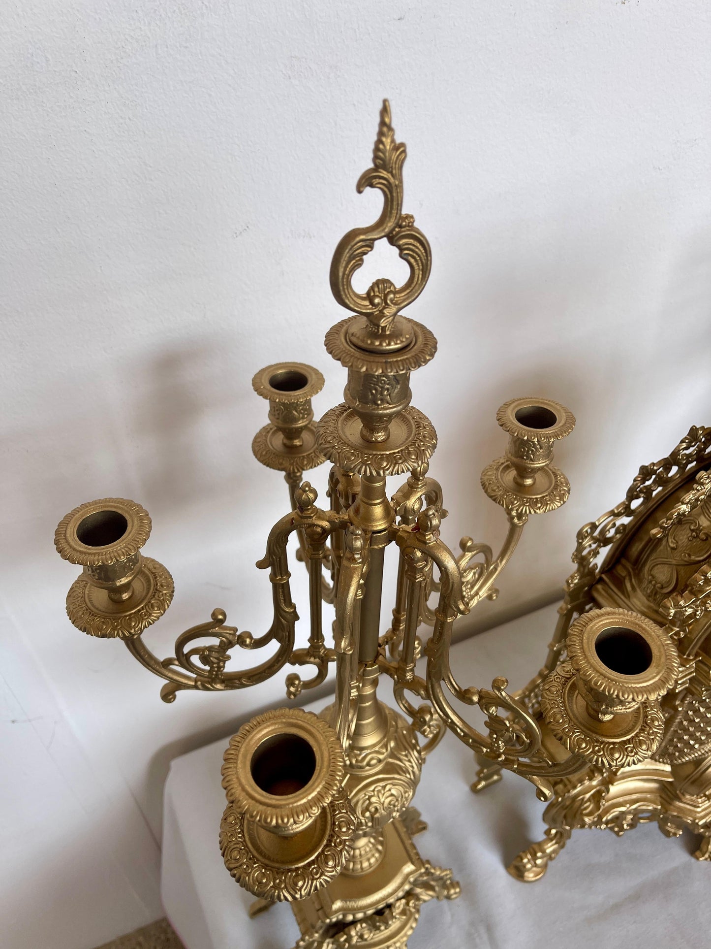 Set de Orologio da tavolo barocco meccanico di lusso in bronzo anni '70 nuovo