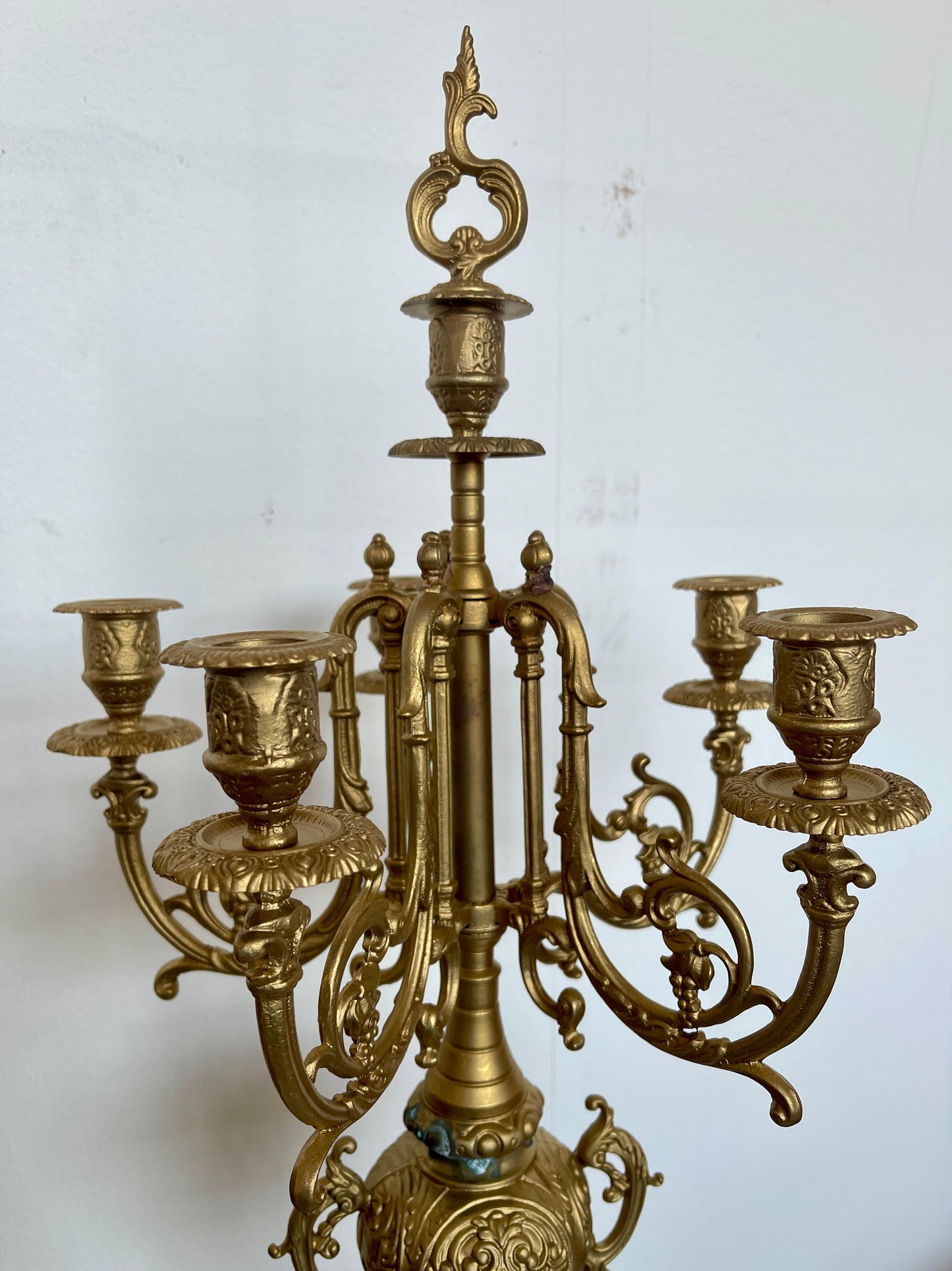 Set de Orologio da tavolo barocco meccanico di lusso in bronzo anni '70 nuovo