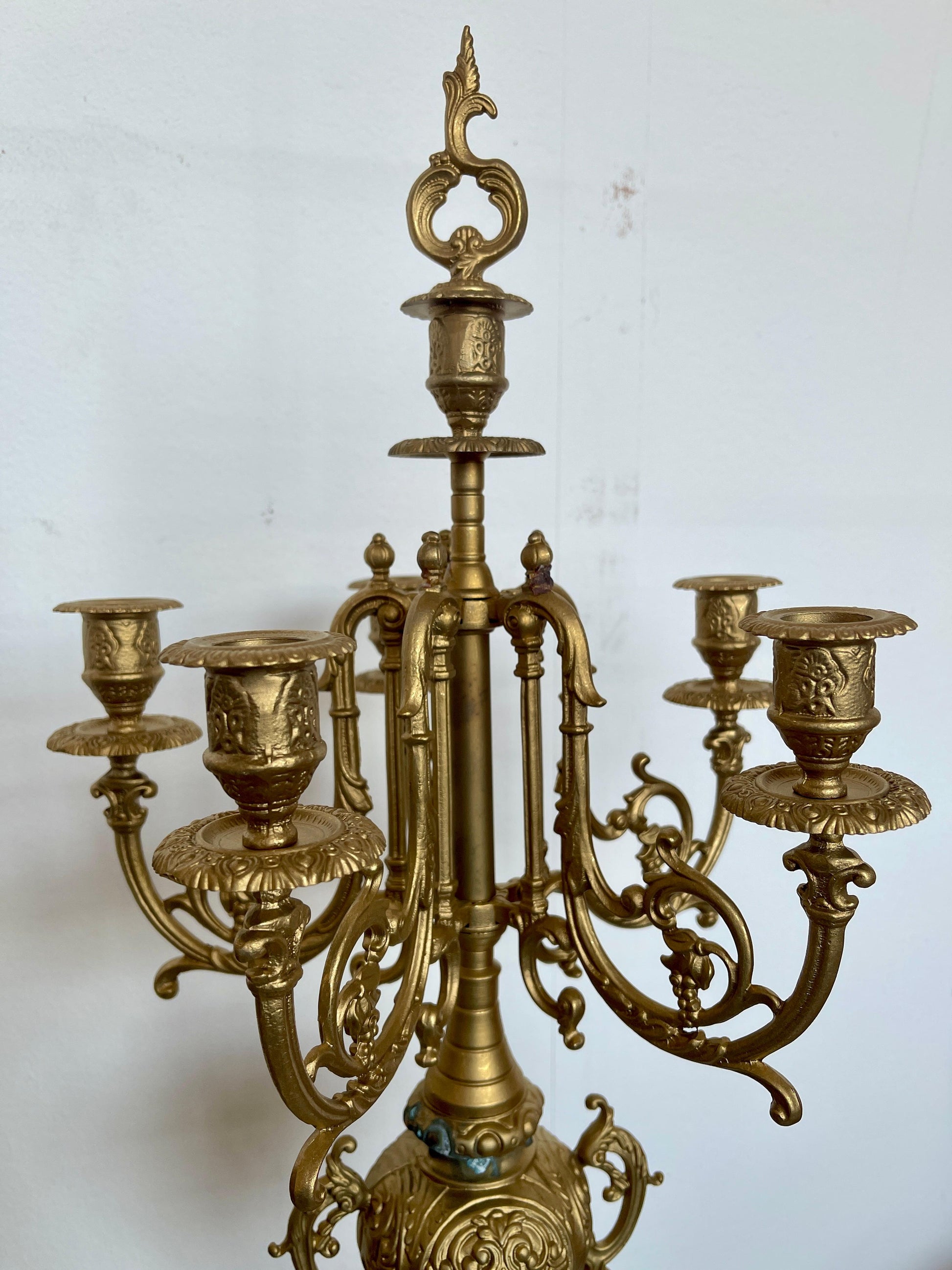 Set de Orologio da tavolo barocco meccanico di lusso in bronzo anni '70 nuovo