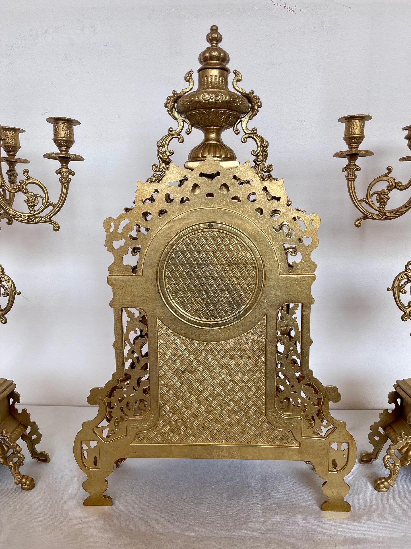 Set de Orologio da tavolo barocco meccanico di lusso in bronzo anni '70 nuovo