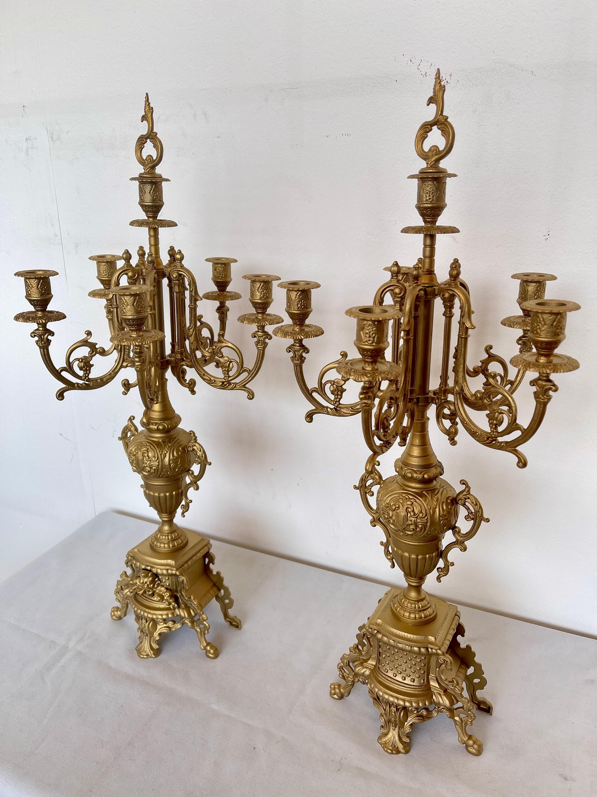 Set de Orologio da tavolo barocco meccanico di lusso in bronzo anni '70 nuovo