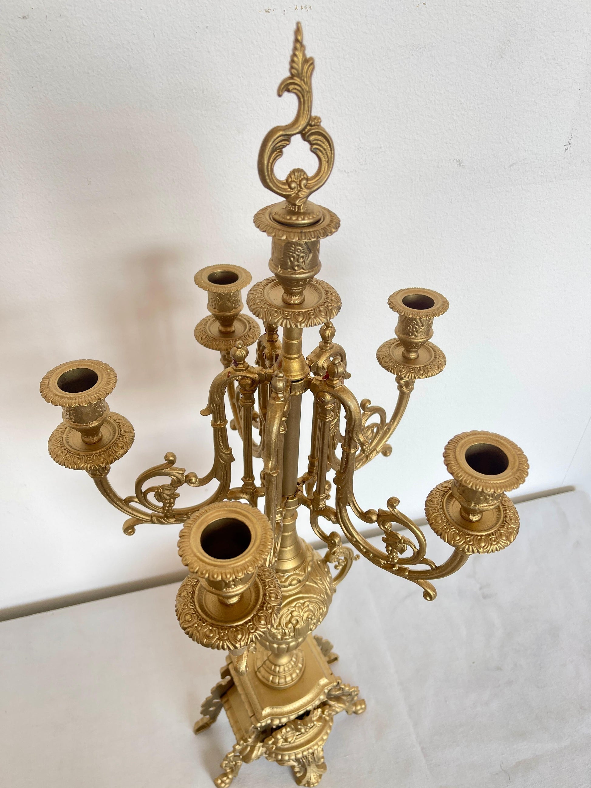 Set de Orologio da tavolo barocco meccanico di lusso in bronzo anni '70 nuovo