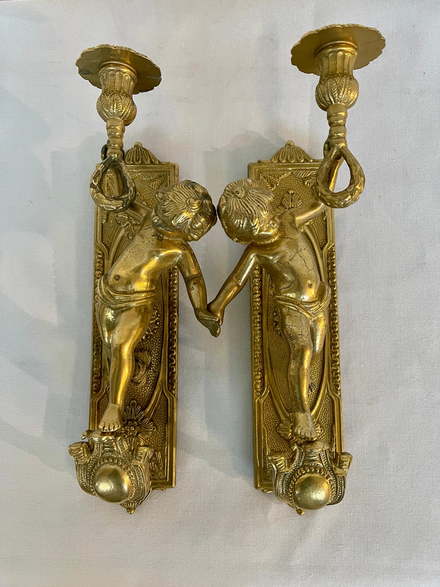 Coppia di applique da parete in bronzo vintage italia anni '80