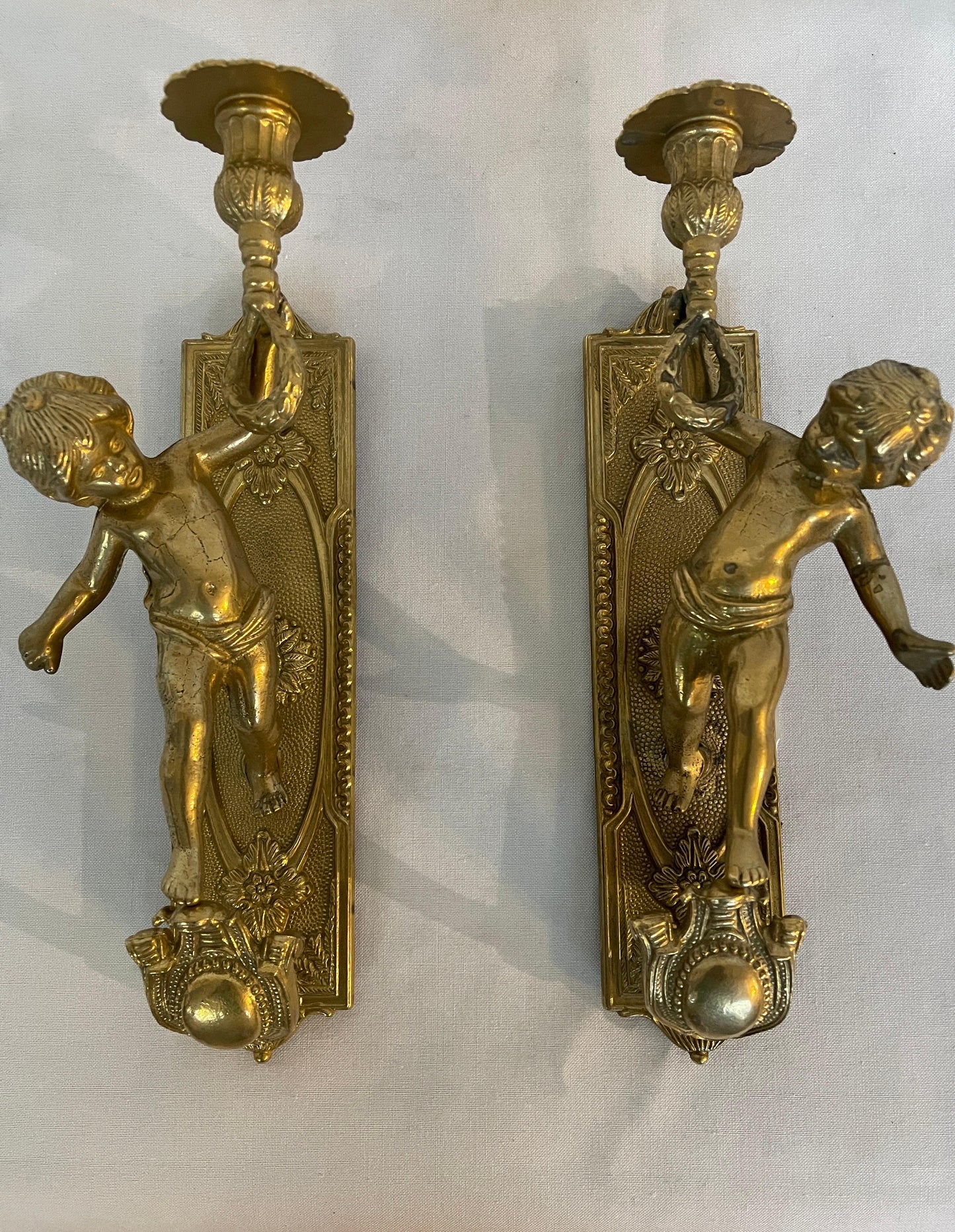 Coppia di applique da parete in bronzo vintage italia anni '80