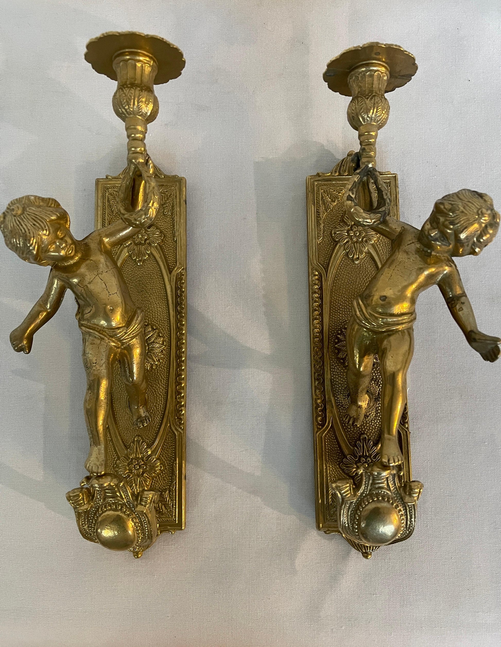 Coppia di applique da parete in bronzo vintage italia anni '80