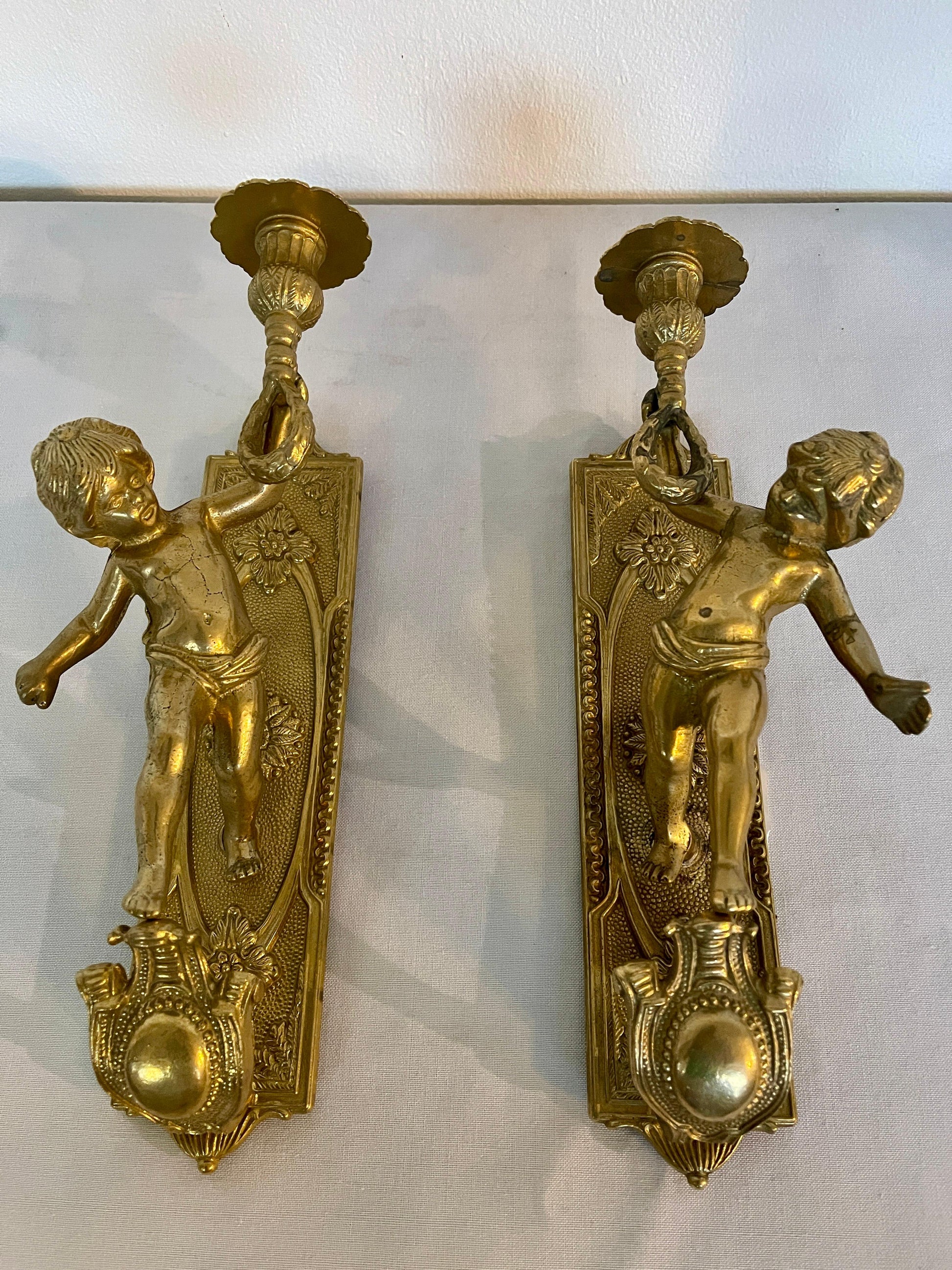 Coppia di applique da parete in bronzo vintage italia anni '80